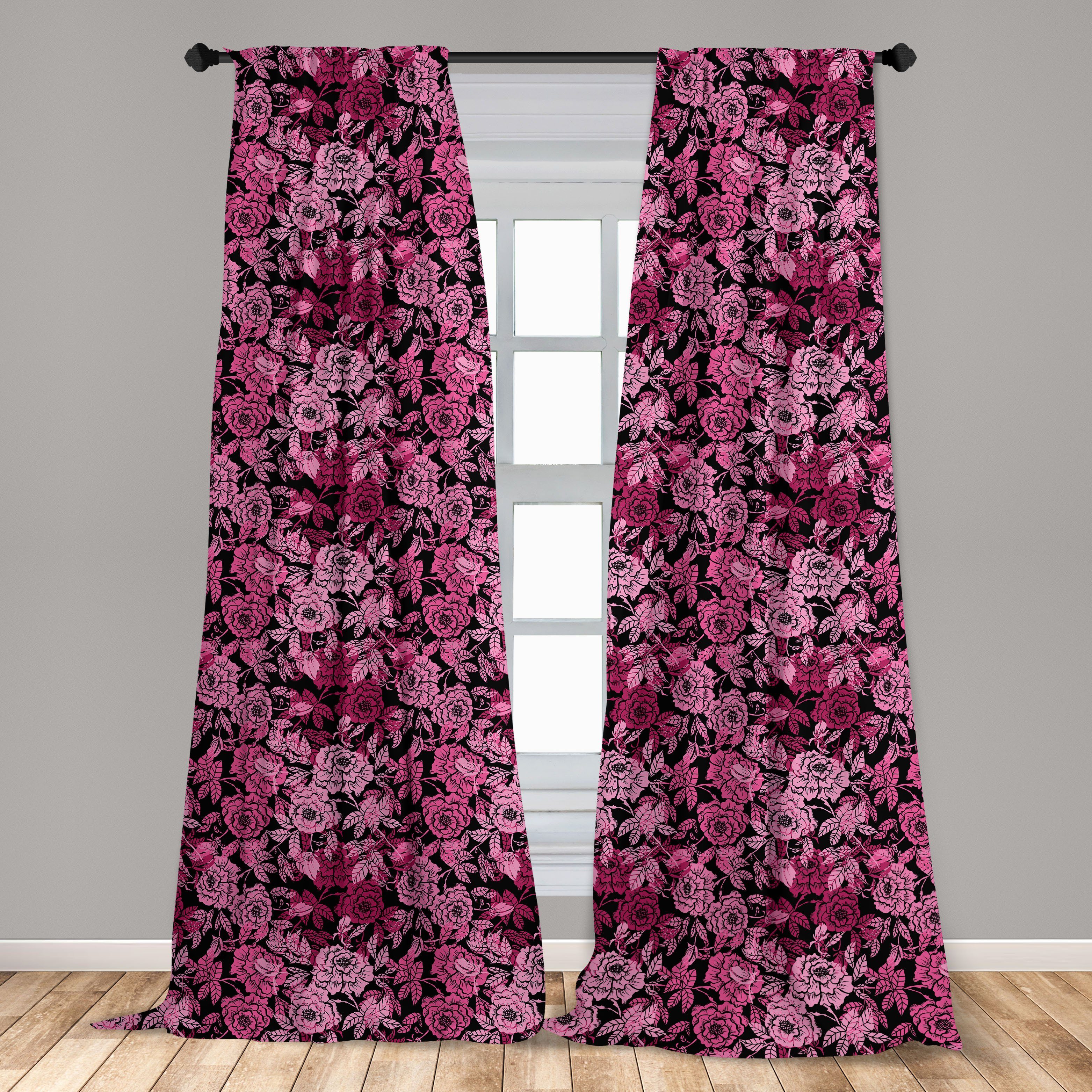 Romantisch Schlafzimmer Vorhang Abakuhaus, Blumen Dekor, für Microfaser, Feminine Peony Gardine Wohnzimmer