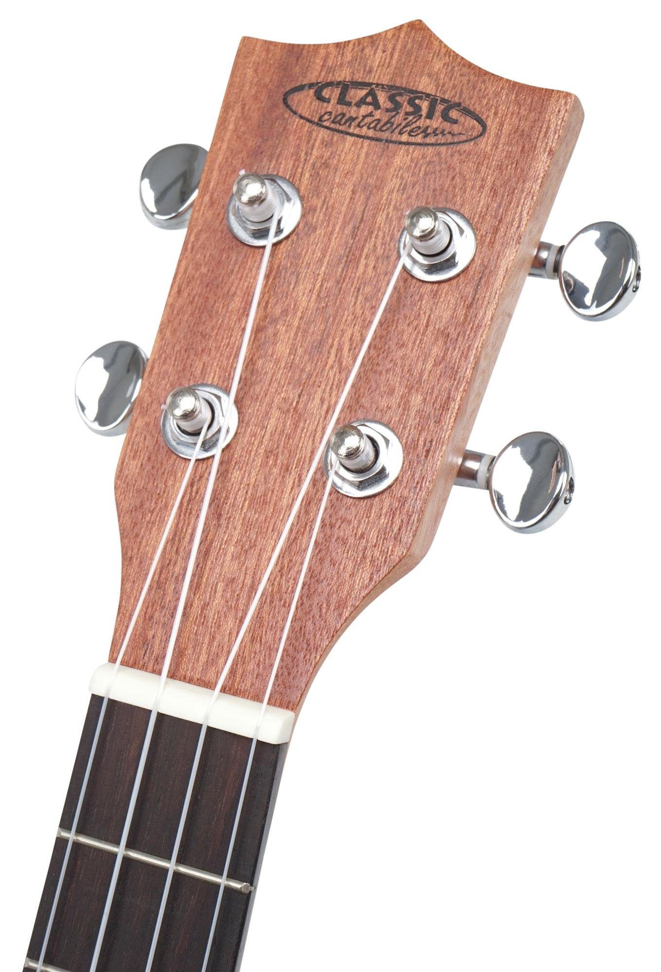 Classic Cantabile Ukulele UT-260PU S mit Tonabnehmer, Tenor-Ukulele, Fichtendecke massiv, inkl. Gigbag und Batterie