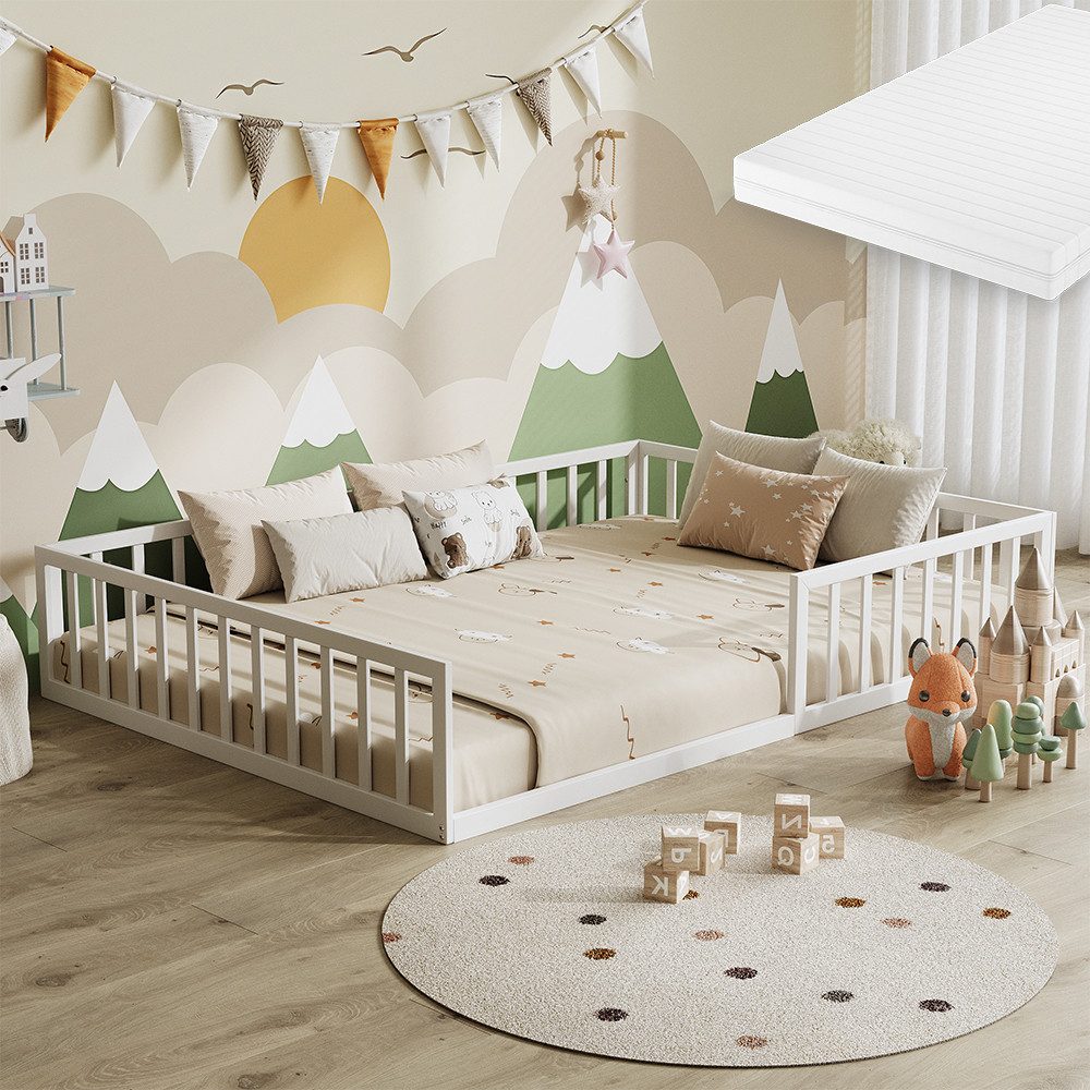 VitaliSpa® Kinderbett Minno, Weiß, 140x200 mit Matratze (2-tlg)
