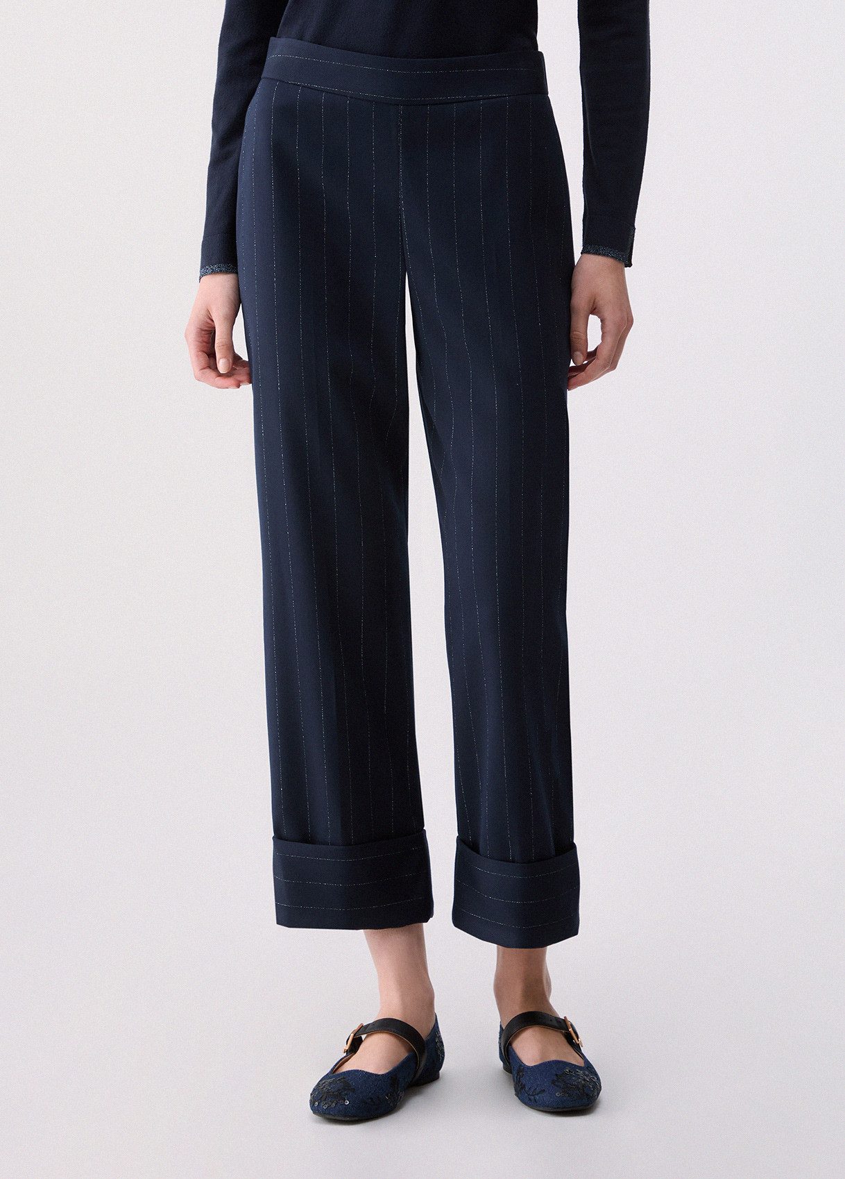 Liu Jo Stretch-Hose PANT. CON RISVOLTO GESSATO