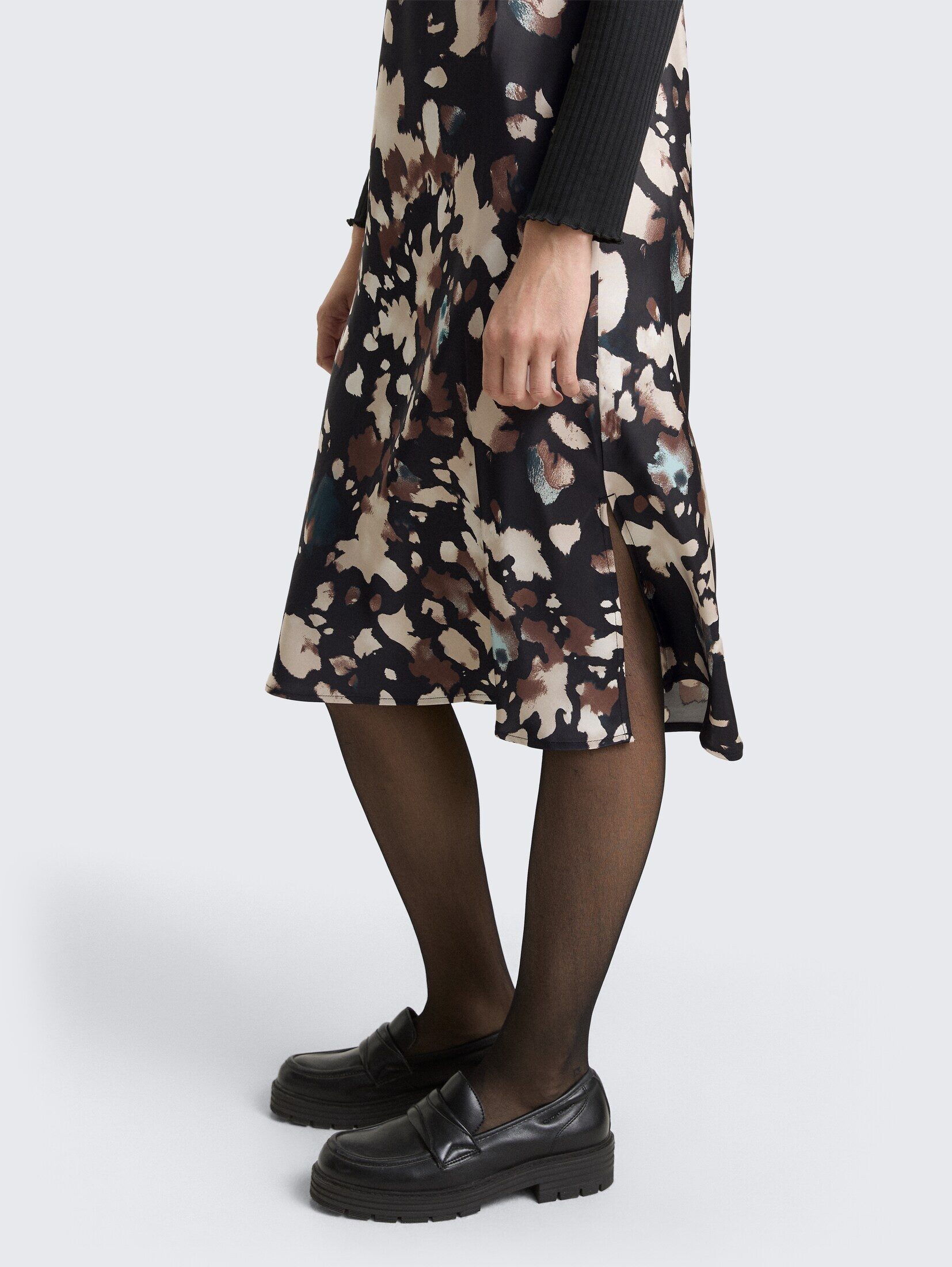 TOM TAILOR Denim Sommerkleid Kleider & Jumpsuits Satin Midi-Kleid mit Muster