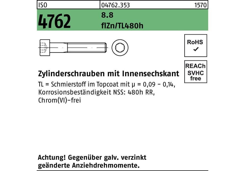 M14x55-50 Stück Box Zylinderschraube mit Innen-6-kant ISO 4762 8.8 gal zn