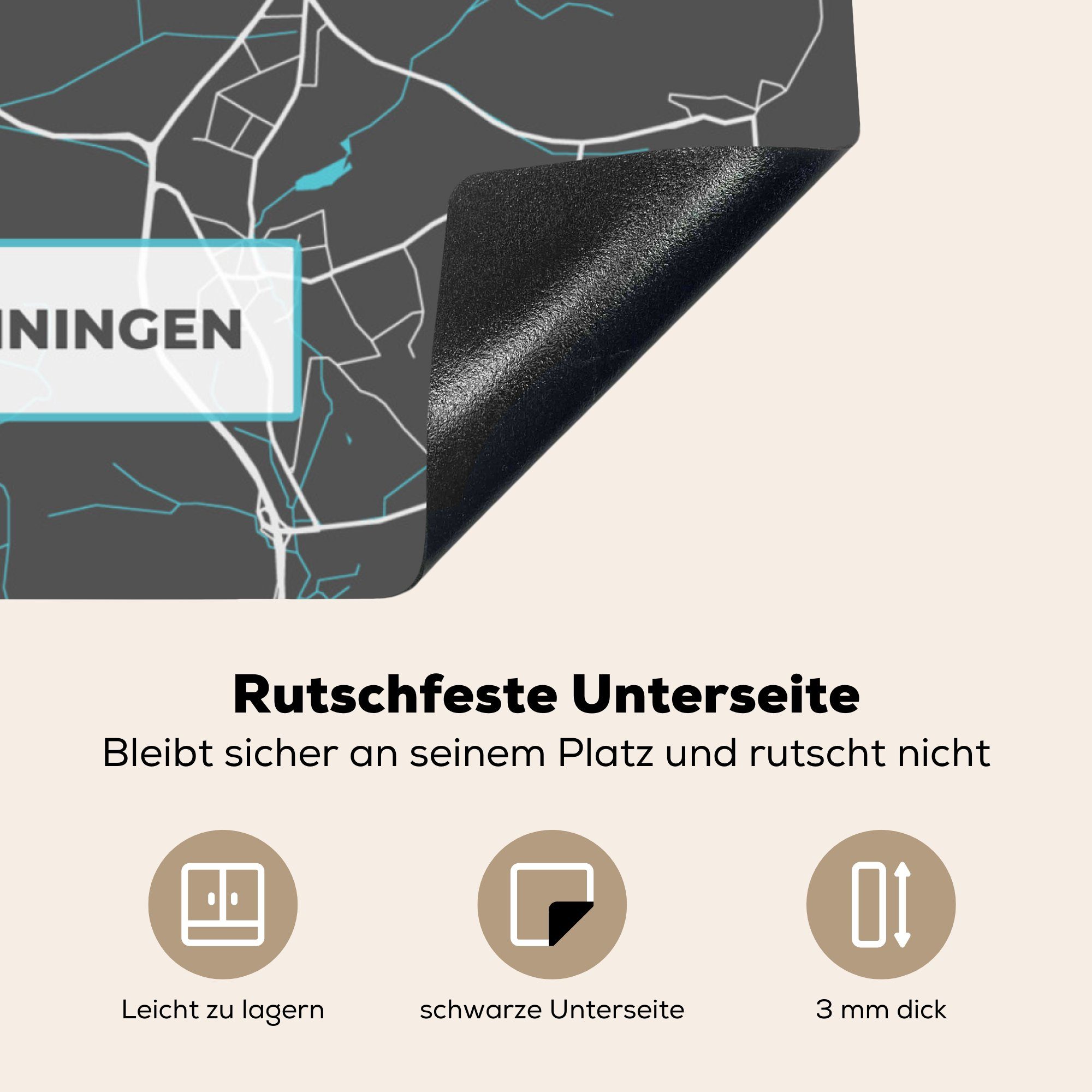 MuchoWow Herdblende-/Abdeckplatte Stadtplan - Karte - Arbeitsplatte 78x78 - für Ceranfeldabdeckung, Schwenningen -, Deutschland (1 tlg), - küche Vinyl, cm, Blau Villingen