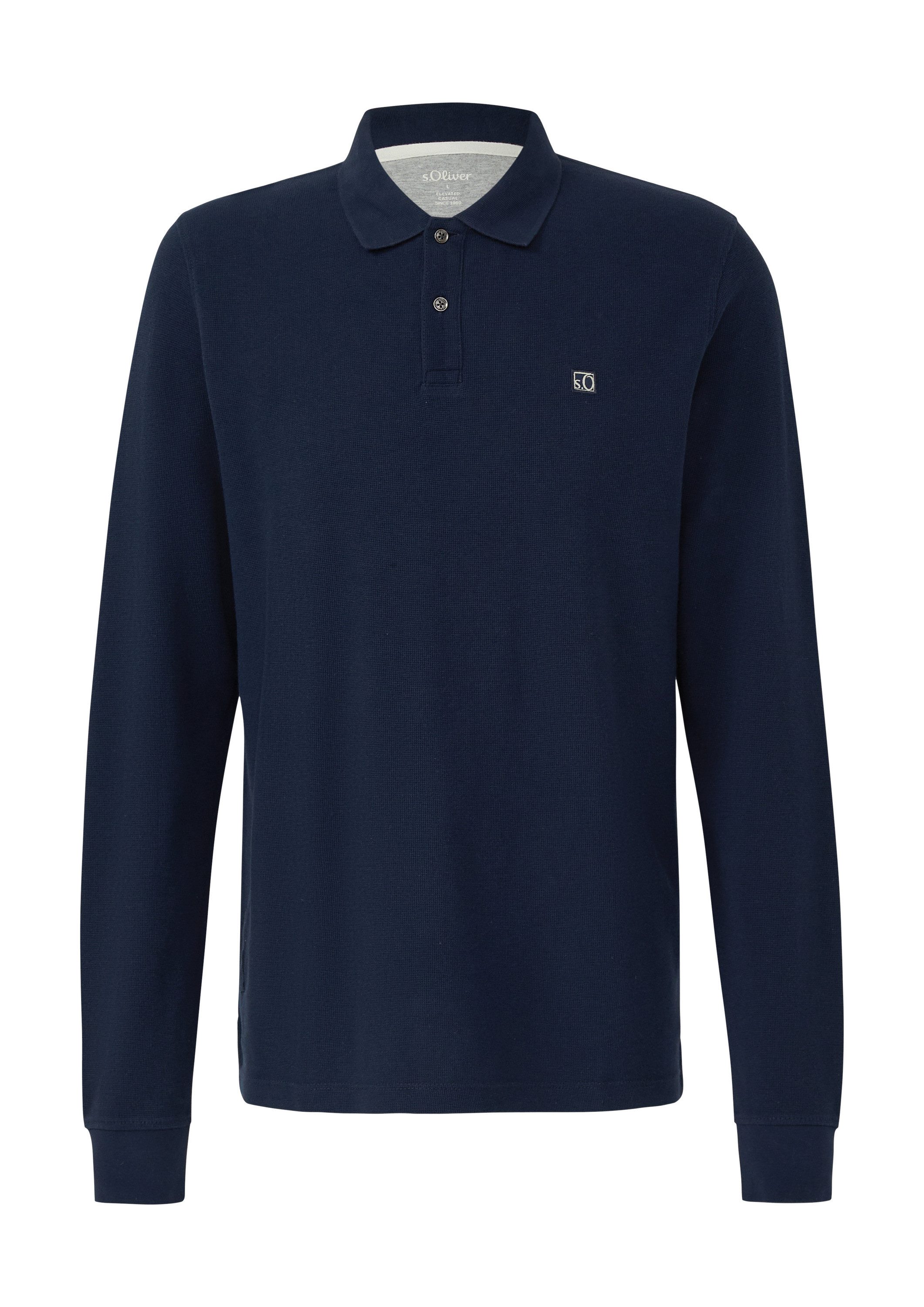 s.Oliver Langarmshirt Polo-Shirt Langarm-Poloshirt mit Waffelstruktur und L günstig online kaufen
