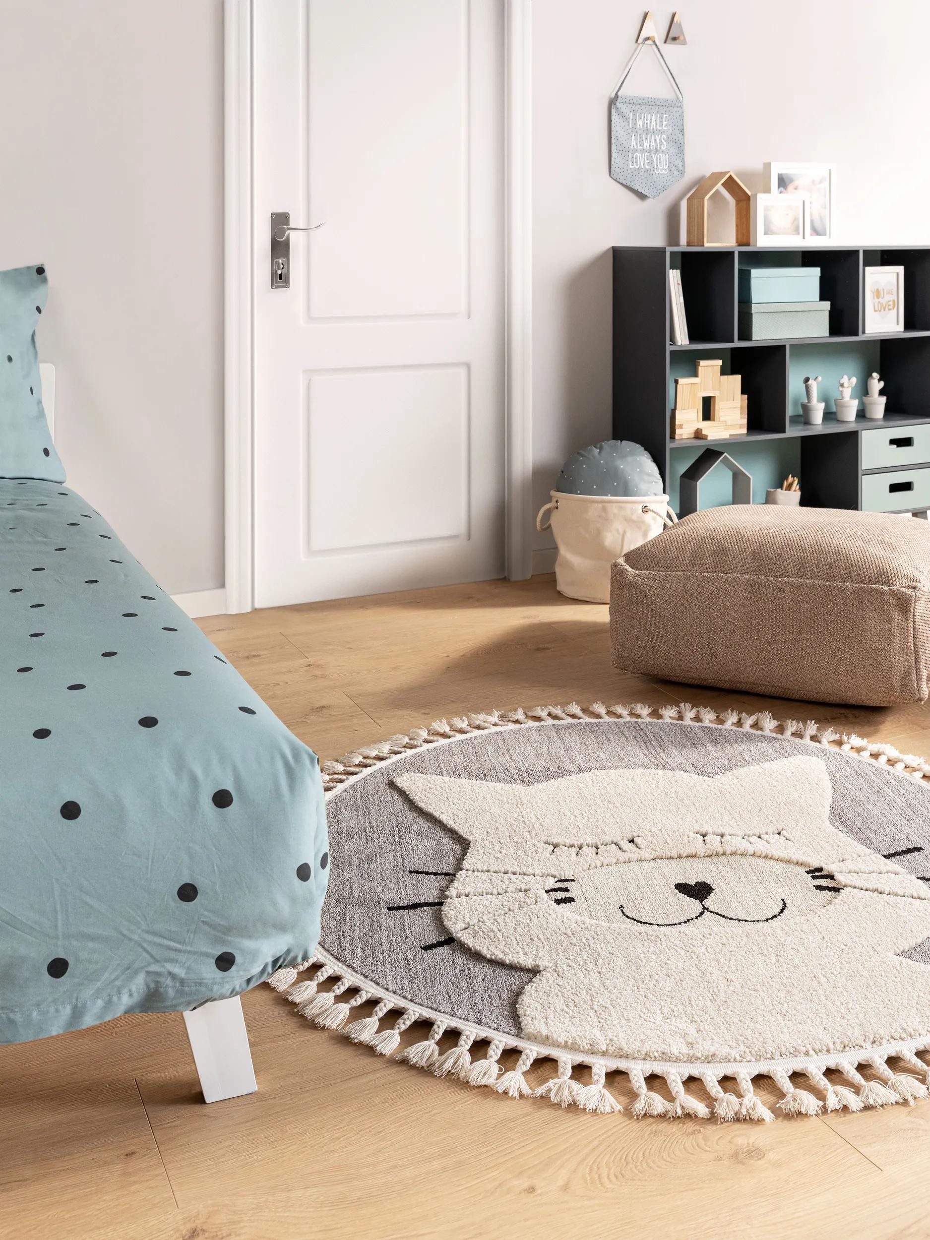 benuta Kinderteppich Momo, rund, Höhe: 11 mm, Kunstfaser, Berber, Ethno-Style, Wohnzimmer