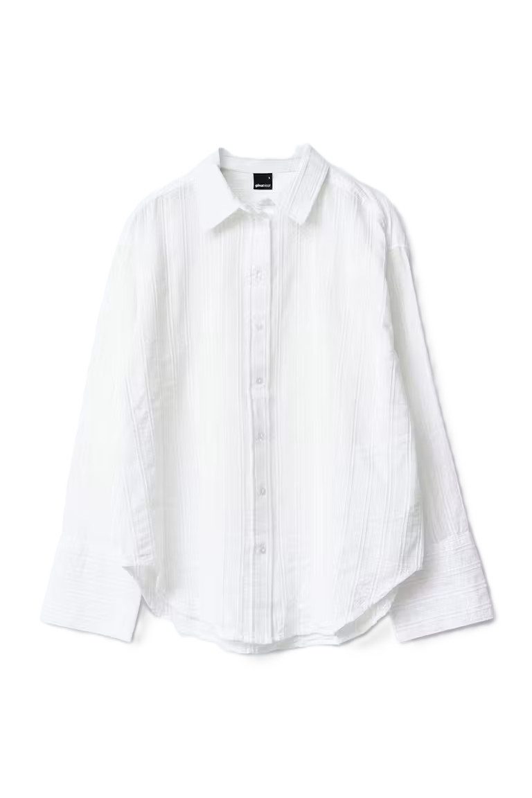 Gina Tricot Hemdbluse - Damen Hemd - gestreifte Bluse aus Baumwolle -