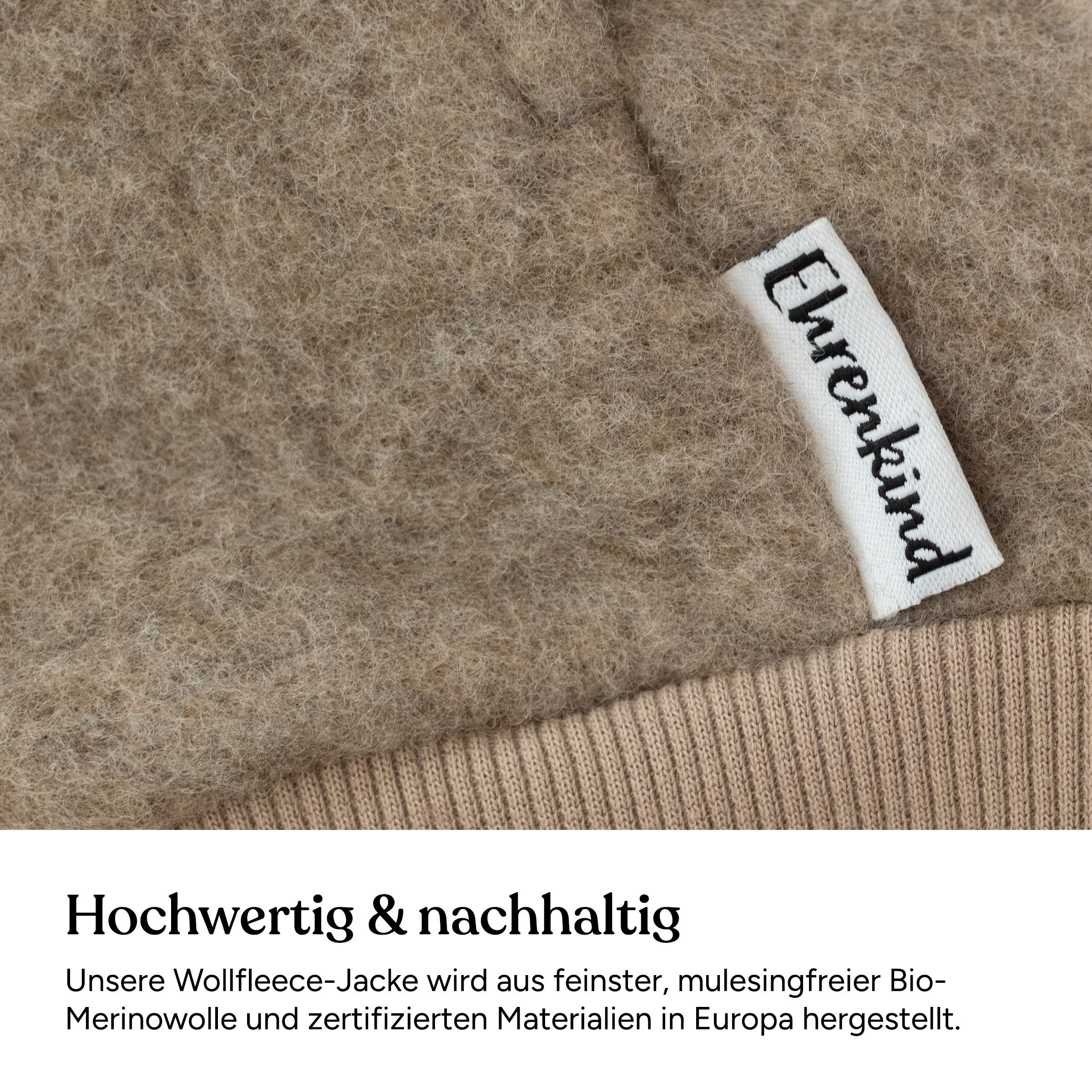 Ehrenkind Fleecejacke für Kinder aus feinster Bio-Merinowolle (Baby Jacke aus Merino Wollfleece, Fleecejacke Kinder) Atmungsaktiv & temperaturausgleichend, Wollfleece