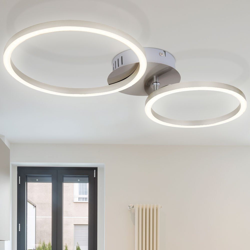 etc-shop Deckenleuchte, LED Decken Lampen Ring Design Strahler Wohn Ess  Zimmer Beleuchtung Spot Leuchten silber schwarz
