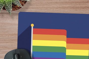 MuchoWow Gaming Mauspad Illustration einer Flagge in den Farben des Regenbogens (1-St), Mousepad mit Rutschfester Unterseite, Gaming, 40x40 cm, XXL, Großes