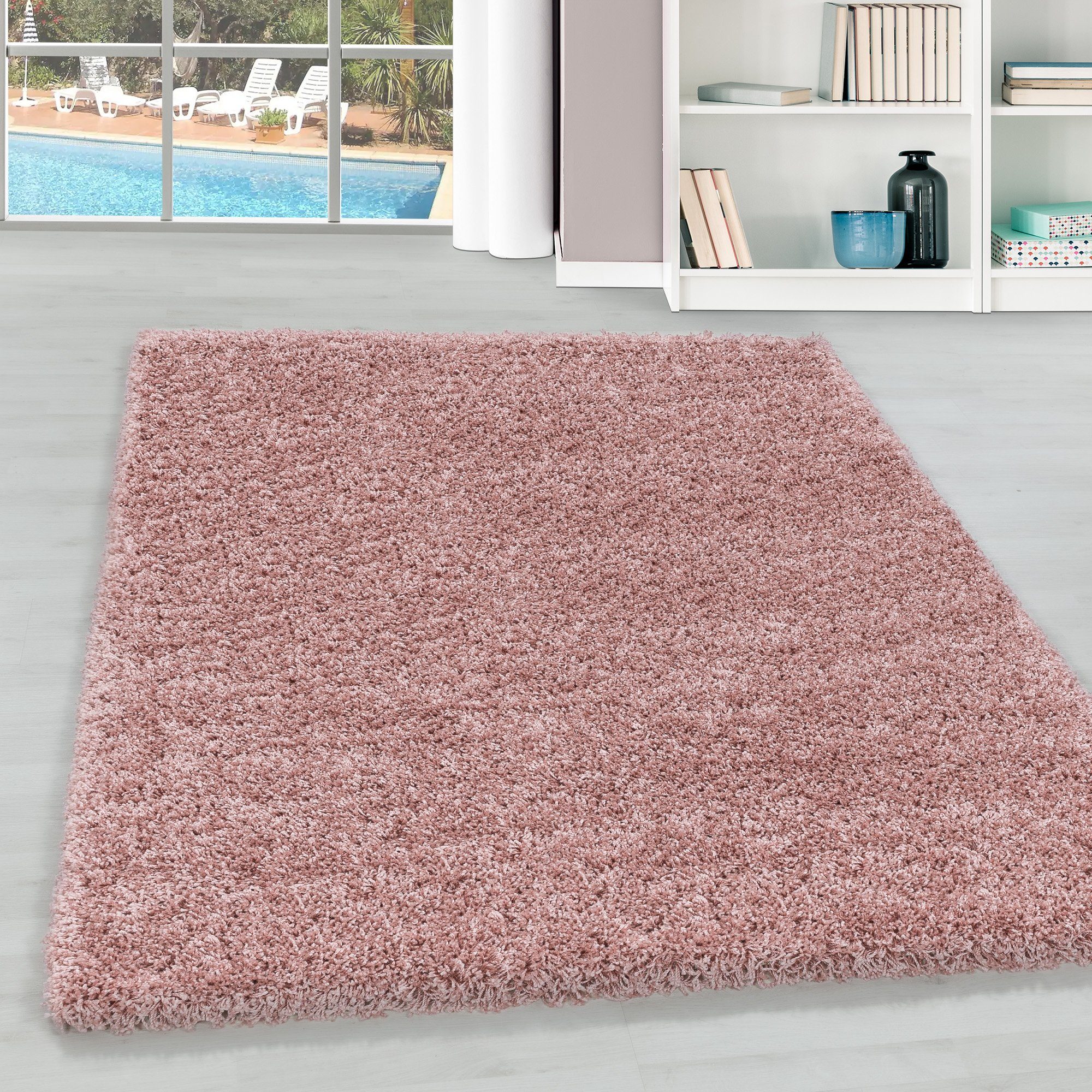Teppich Unicolor - Einfarbig, Teppium, Läufer, Höhe: 30 mm, Teppich Wohnzimmer Rosa