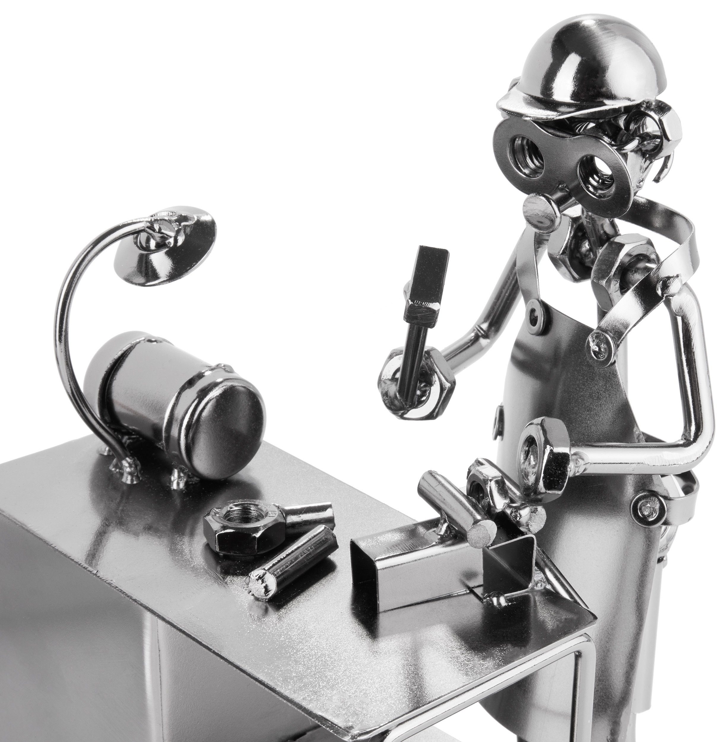 BRUBAKER Dekofigur Metallskulptur Schraubenmännchen Bastler (1 St), kunstvolle Geschenkfigur für Bastler und Handwerker