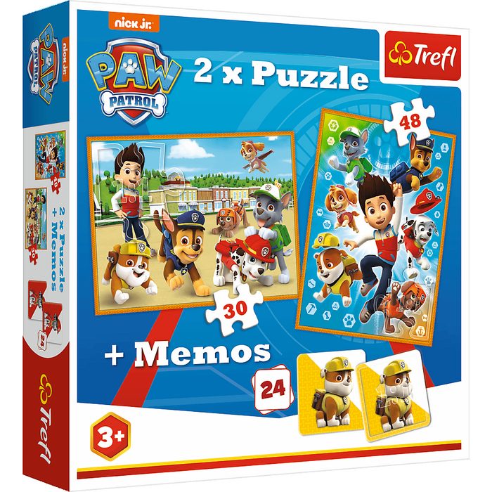 Trefl Puzzle Trefl 90790 Paw Patrol 2in1 Puzzle + Memos 48 Puzzleteile Made in Europe