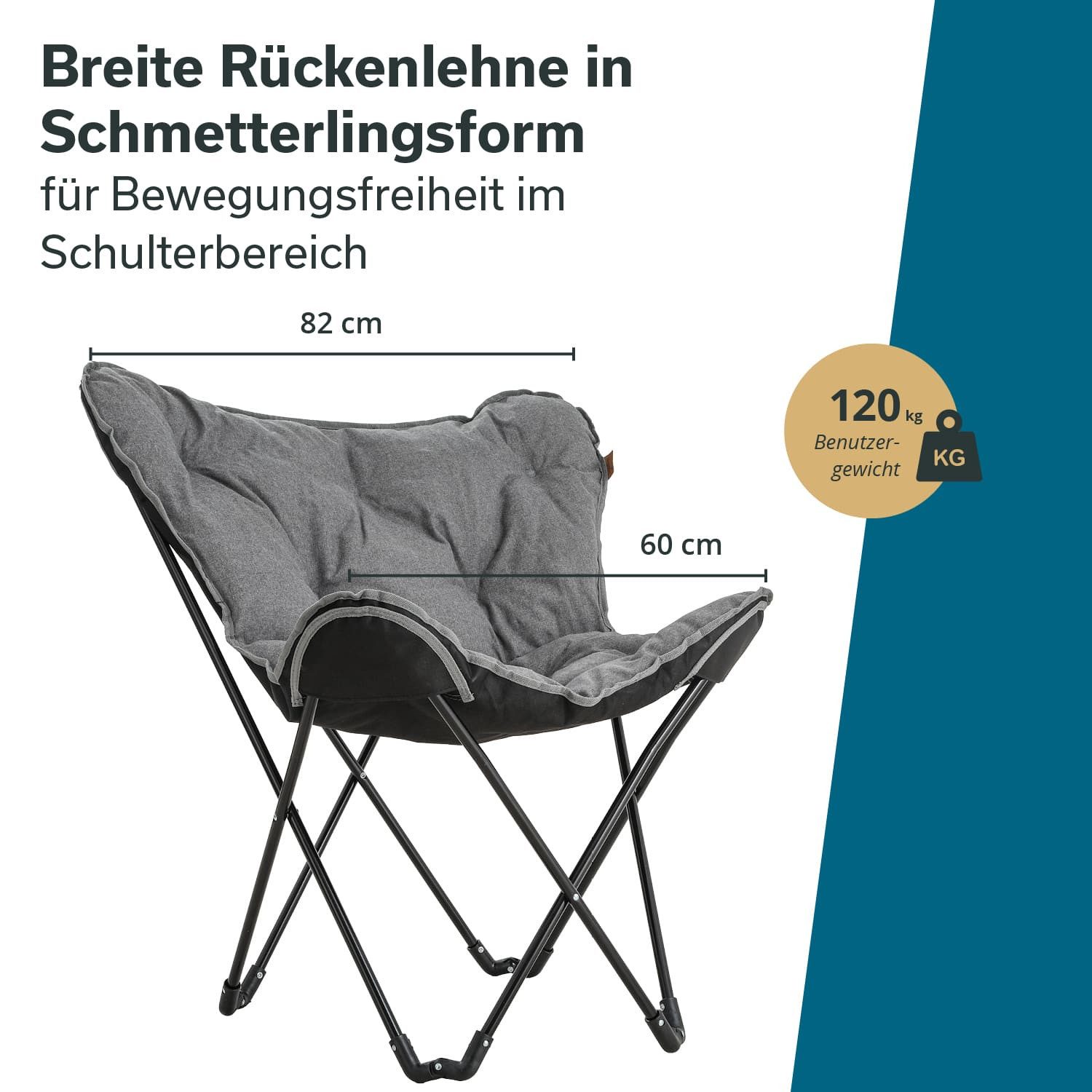 Skandika Campingstuhl Faltsessel Tolga, Campingsessel, Stuhl für Camping (Weiche Polsterung (abnehmbar), Maße 40 x 50 x 90 cm), Sitzhöhe 45 cm, belastbar bis 120 kg, 3,5 kg leicht, mit Tragetasche