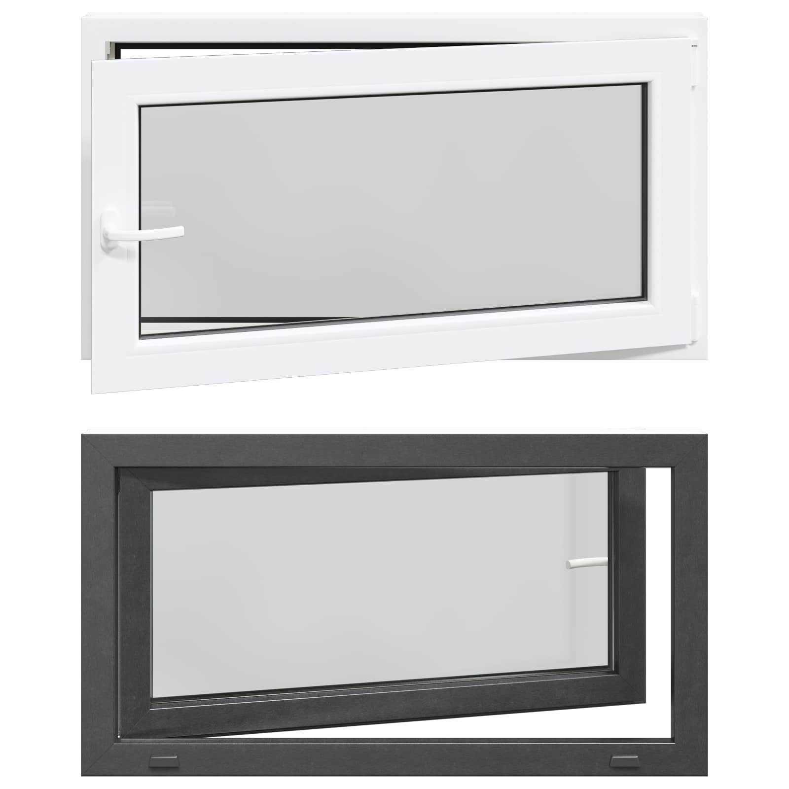 vidaXL Fenster Kellerfenster RISOR 110 x 70 cm PVC und Glas Anthrazit, (1 St)
