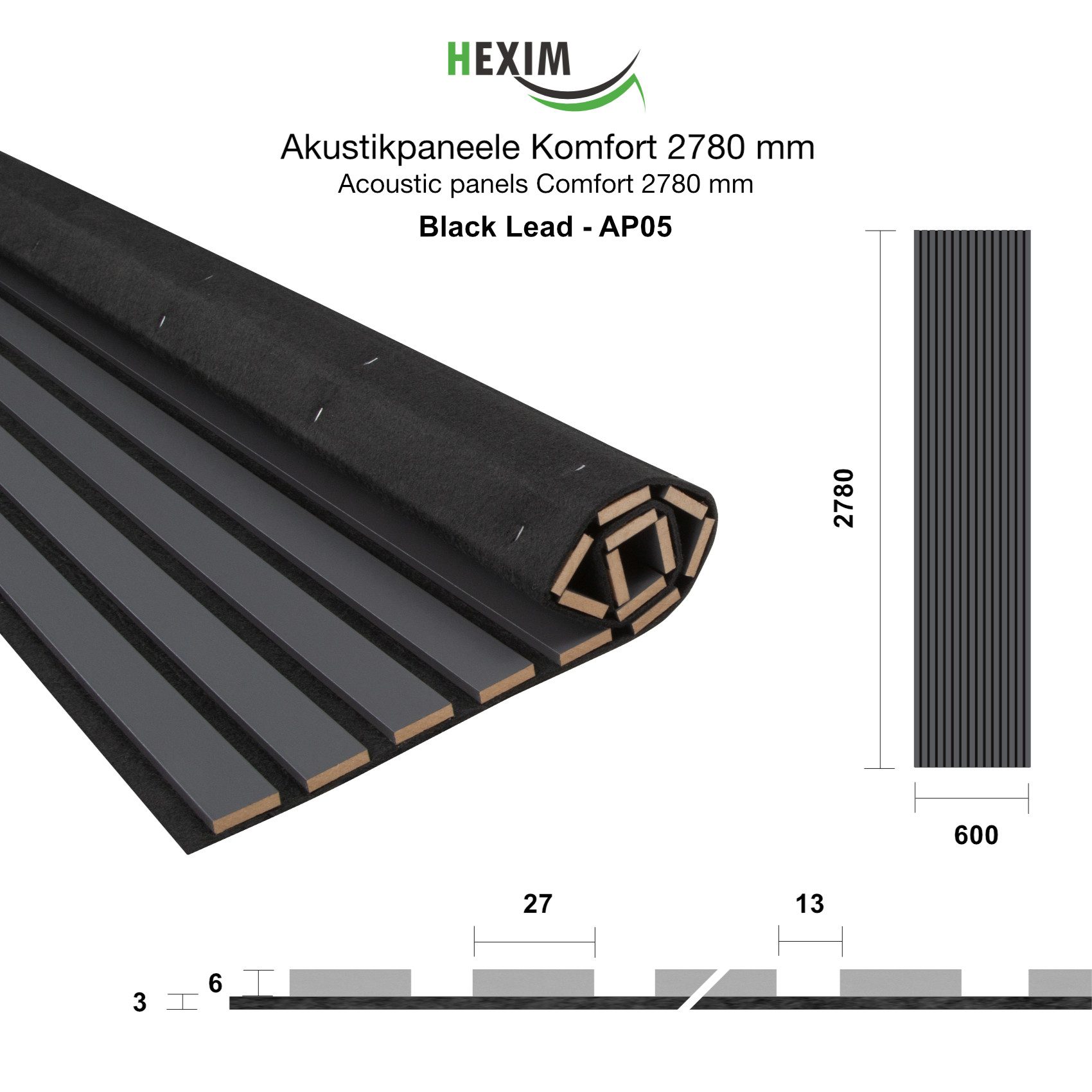 Hexim Wanddekoobjekt AP05 (Akustikpaneele 278x60cm - günstig online kaufen