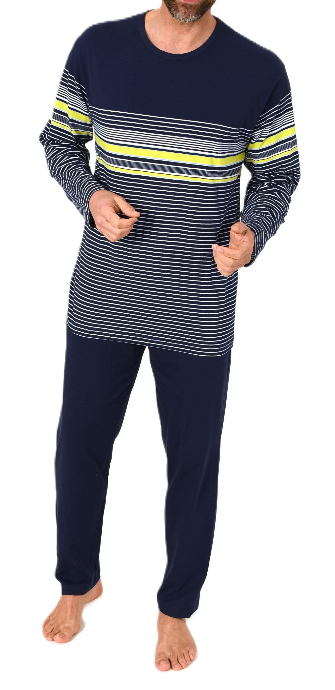 Normann Pyjama Normann Herren Schlafanzug Pyjama lang in eleganter Streifenoptik