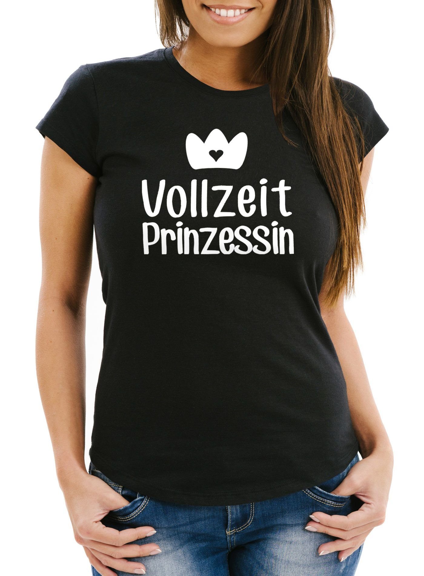 MoonWorks Print-Shirt süßes Damen T-Shirt Vollzeit Prinzessin Slim Fit mit Print