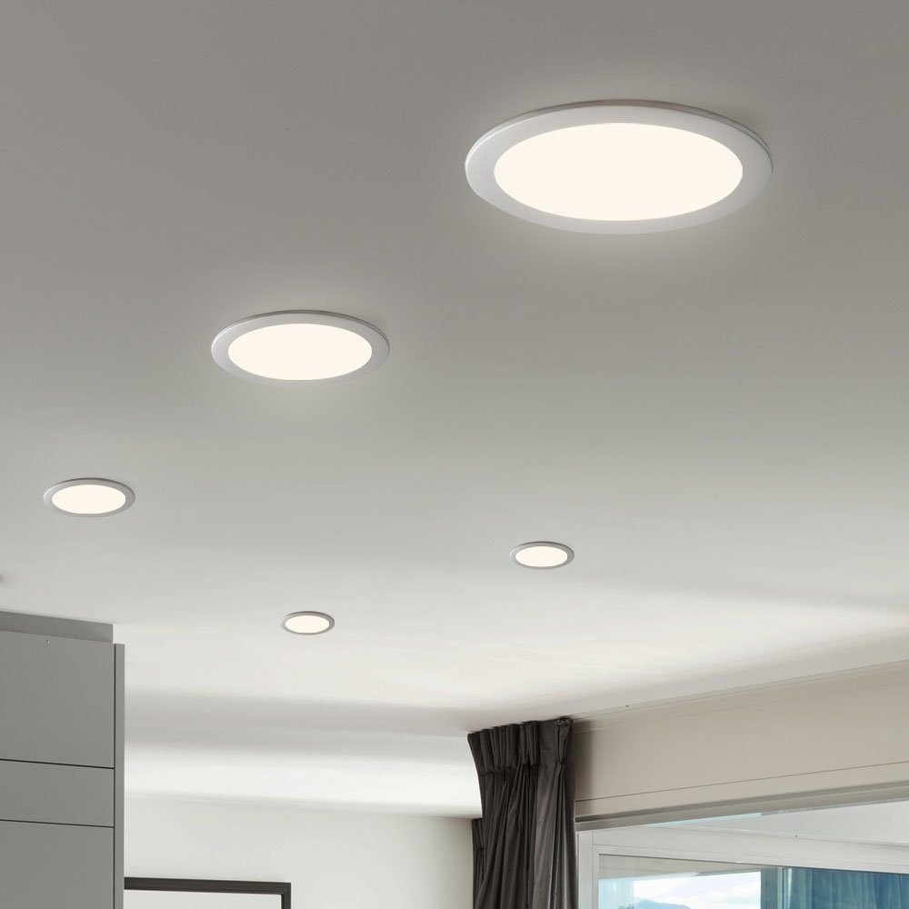 Neutralweiß, verbaut, 8W LED etc-shop Spar Panels Decken fest Set Einbau LED-Leuchtmittel flach Wohn LED Panel, 2er Zimmer Alu Energie