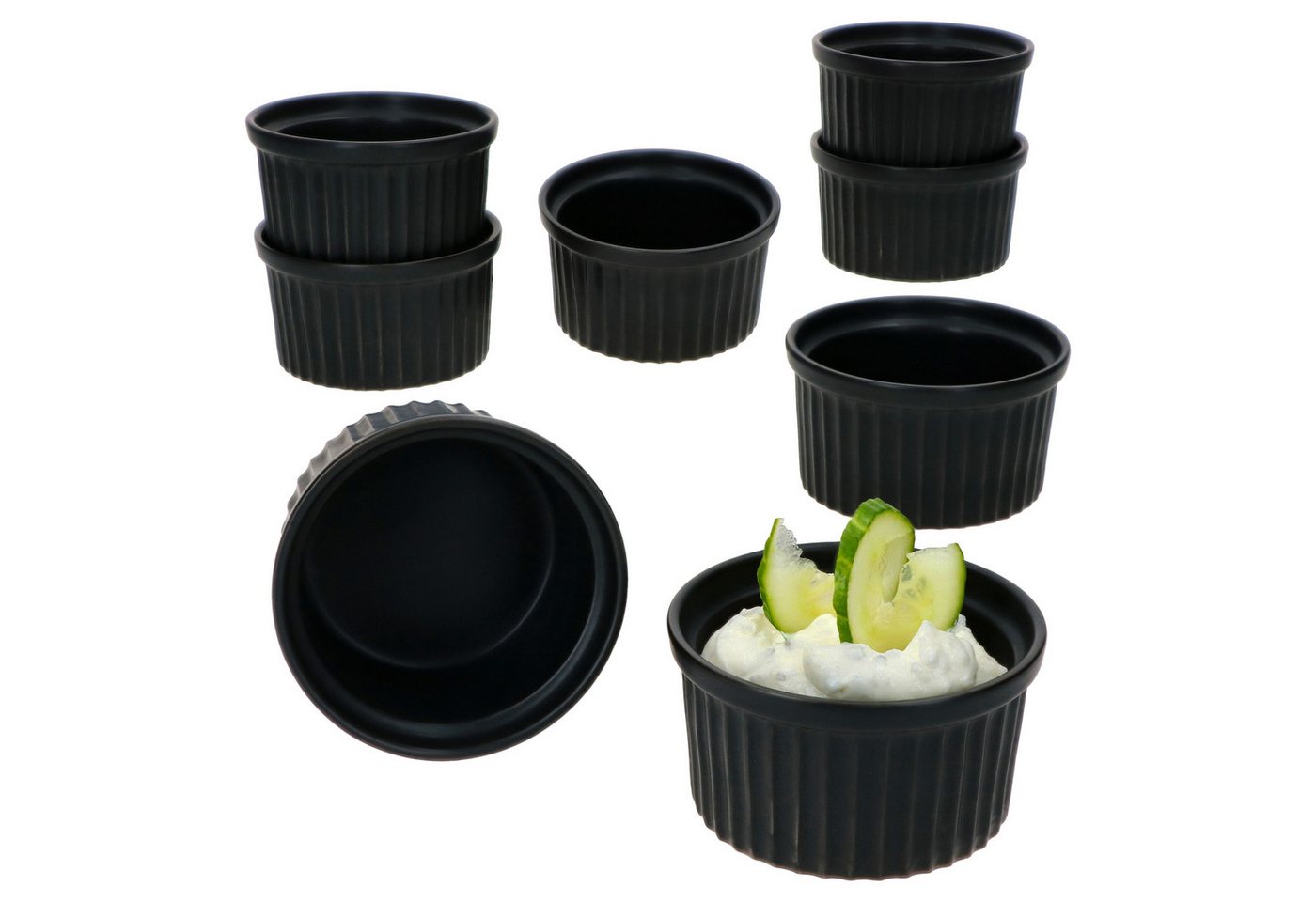MamboCat Rührschüssel 8er Set Creme Brulee Schale NERO 9x5cm schwarz - 24302121, Steingut