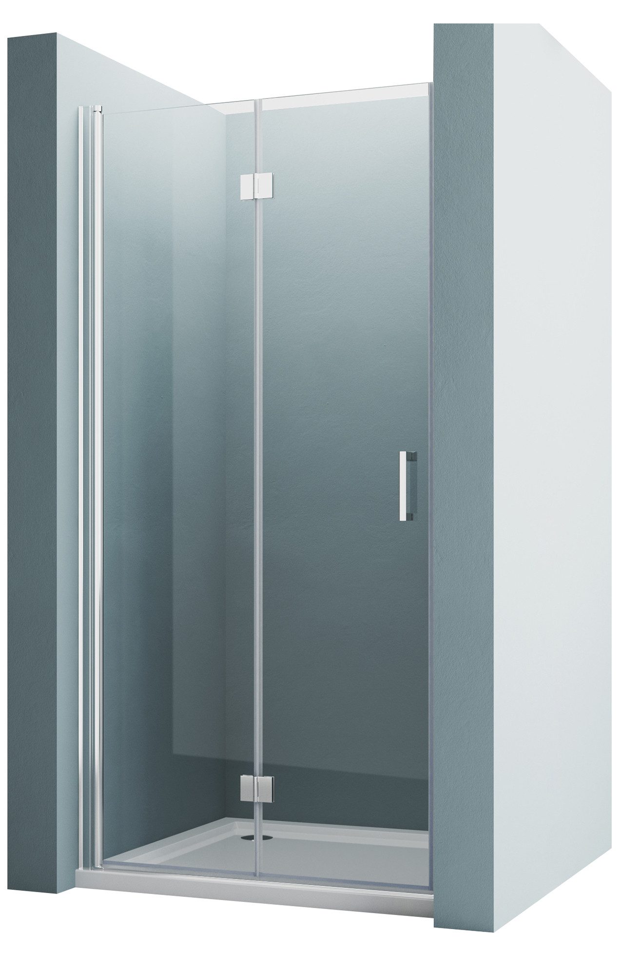 Hopibath Dusch-Drehtür Nischentür Dusche Drehtür B:120/100/90/80/75/70cm H:195cm, 70x195 cm, NANO 5mm ESG, (180º Falt-Drehfalttür, mit Alu-Bodenleiste & Magnetdichtleisten) Rechts-und Links montierbar