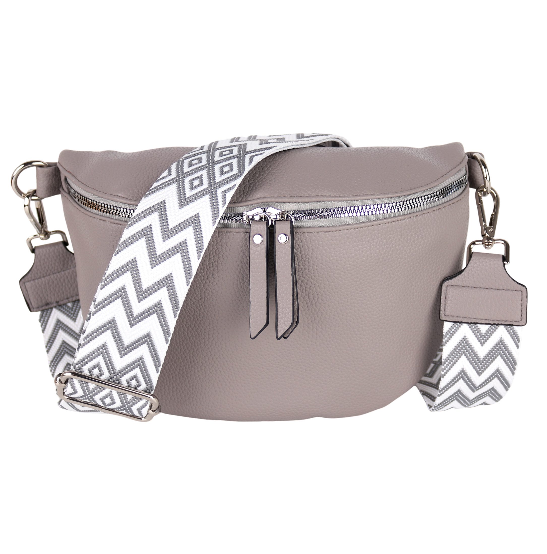 MIRROSI Bauchtasche Damen Taschen, Umhängetasche, Brusttasche, 26x18x9cm Veganes Leder (Schultertasche für jeden Anlass), Crossbody Bag, Bohemian gemusterten& verstellbaren Schulterriemen