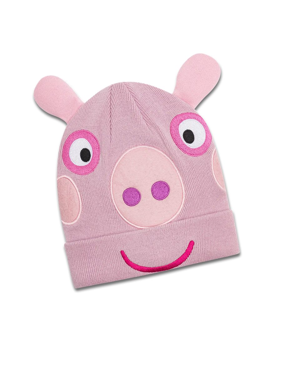 koaa Strickmütze Rosa Peppa Wutz Mascot Beanie mit Ohren