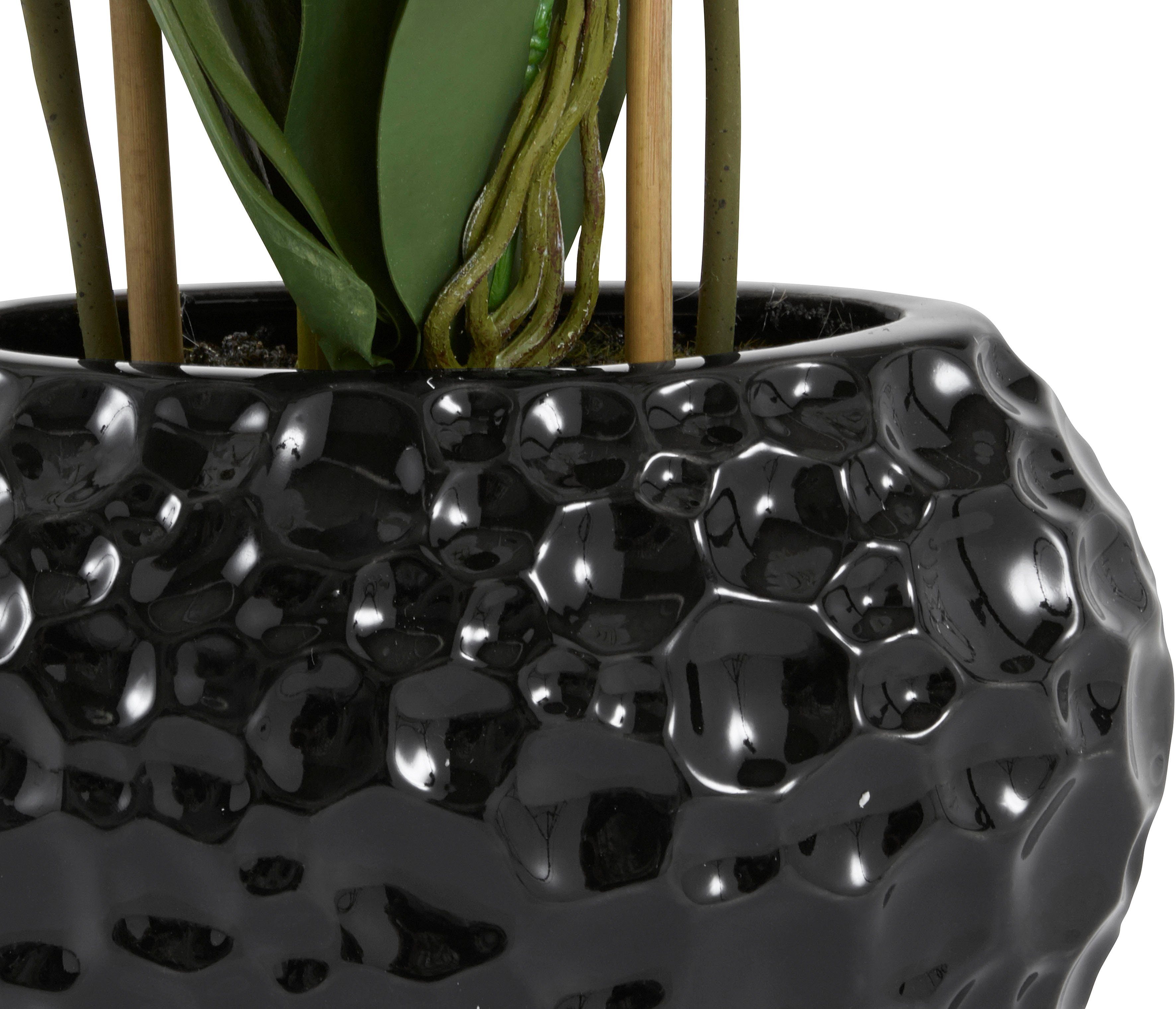Kunstpflanze Orchidee, inklusive Übertopf aus Keramik in schwarz oder silberfarben Orchidee, OTTO home, Höhe 38 cm, Kunstorchidee, BESTSELLER, 38 oder 55cm hoch