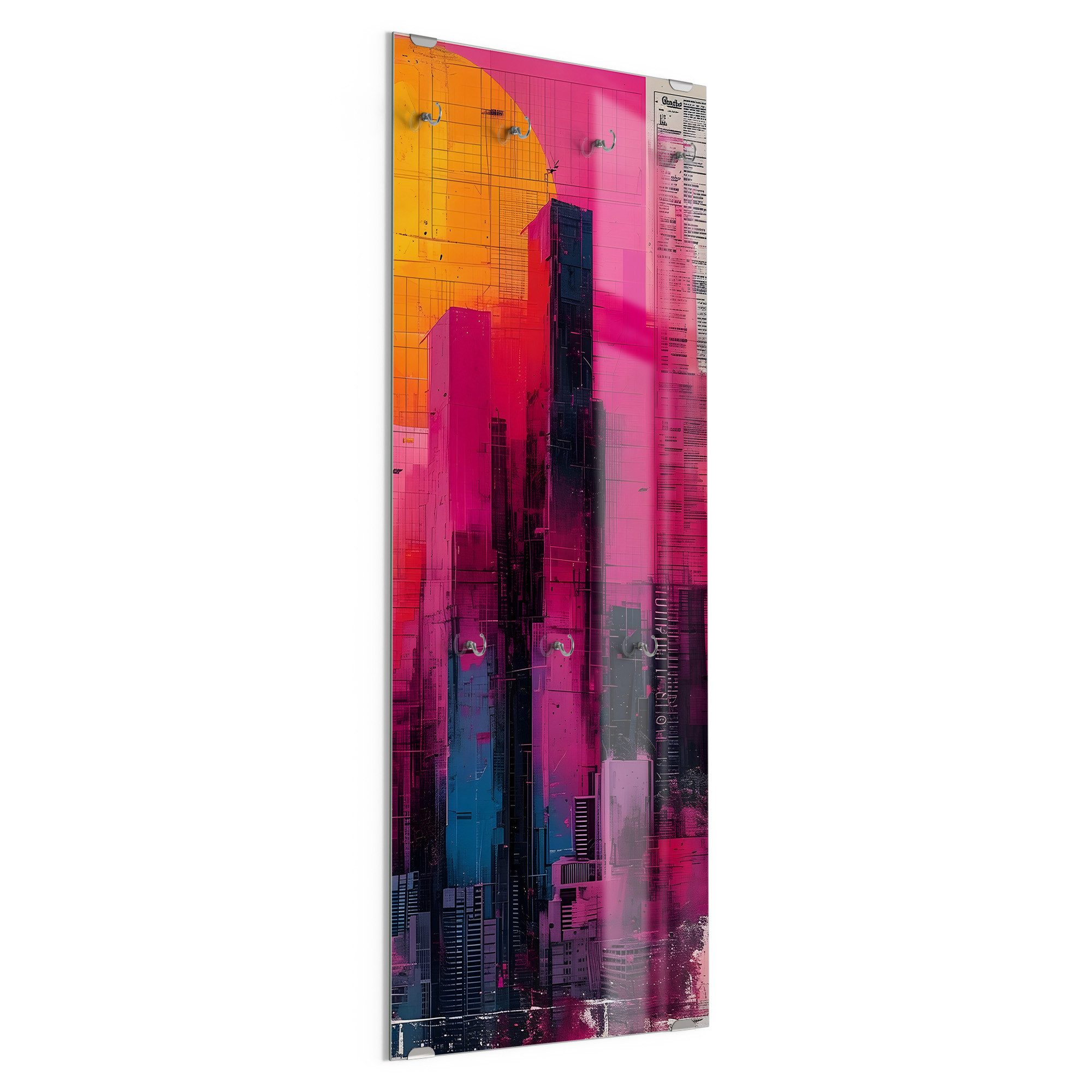 DEQORI Kleiderhaken 'Der Cyber Sunset', Glas Garderobe hängend Flur Jackenhalter modern Wandgarderobe Haken