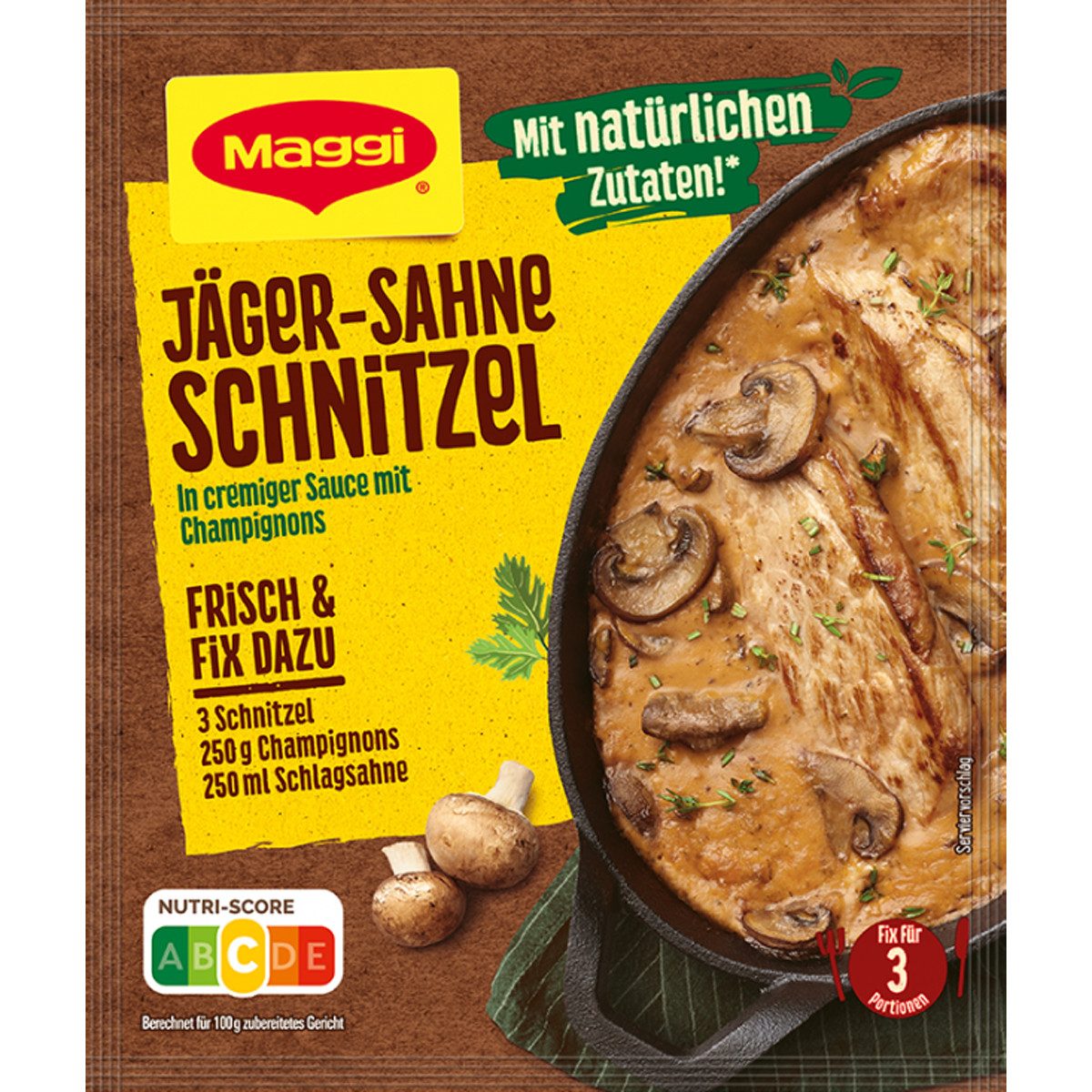 MAGGI Saucen, Maggi Fix für Jäger Sahne Schnitzel in cremiger Pilzsoße 27g
