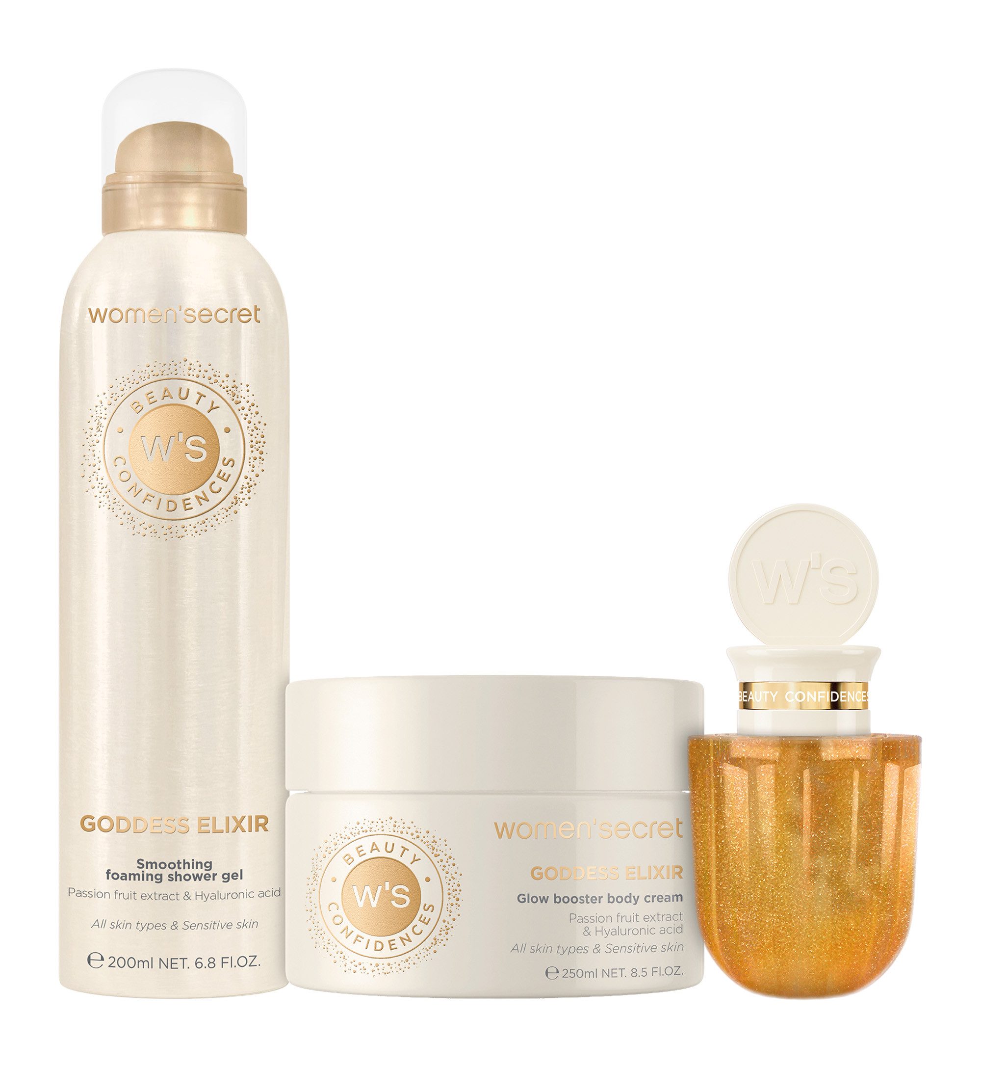 women'secret Duft-Set Beauty - Giftset - L - Goddess Elixir, 3-tlg., Duft-Set, mit Foaming Gel, Body Cream und Body Oil