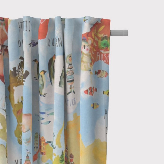 Vorhang SCHÖNER LEBEN. Kinderzimmer-Vorhang Adventure Rainbow Weltkarte bunt 245cm oder Wunschlänge SCHÖNER LEBEN. Smokband (1 St) blickdicht Stoff handmade made in Germany vorgewaschen