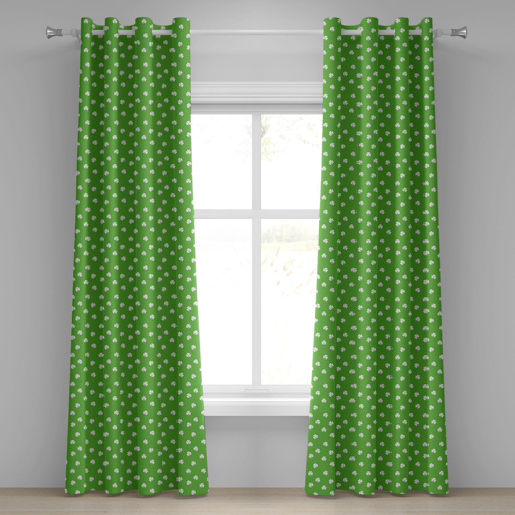Gardine Dekorative 2-Panel-Fenstervorhänge für Schlafzimmer Wohnzimmer, Abakuhaus, irisch Tupfen und Shamrocks