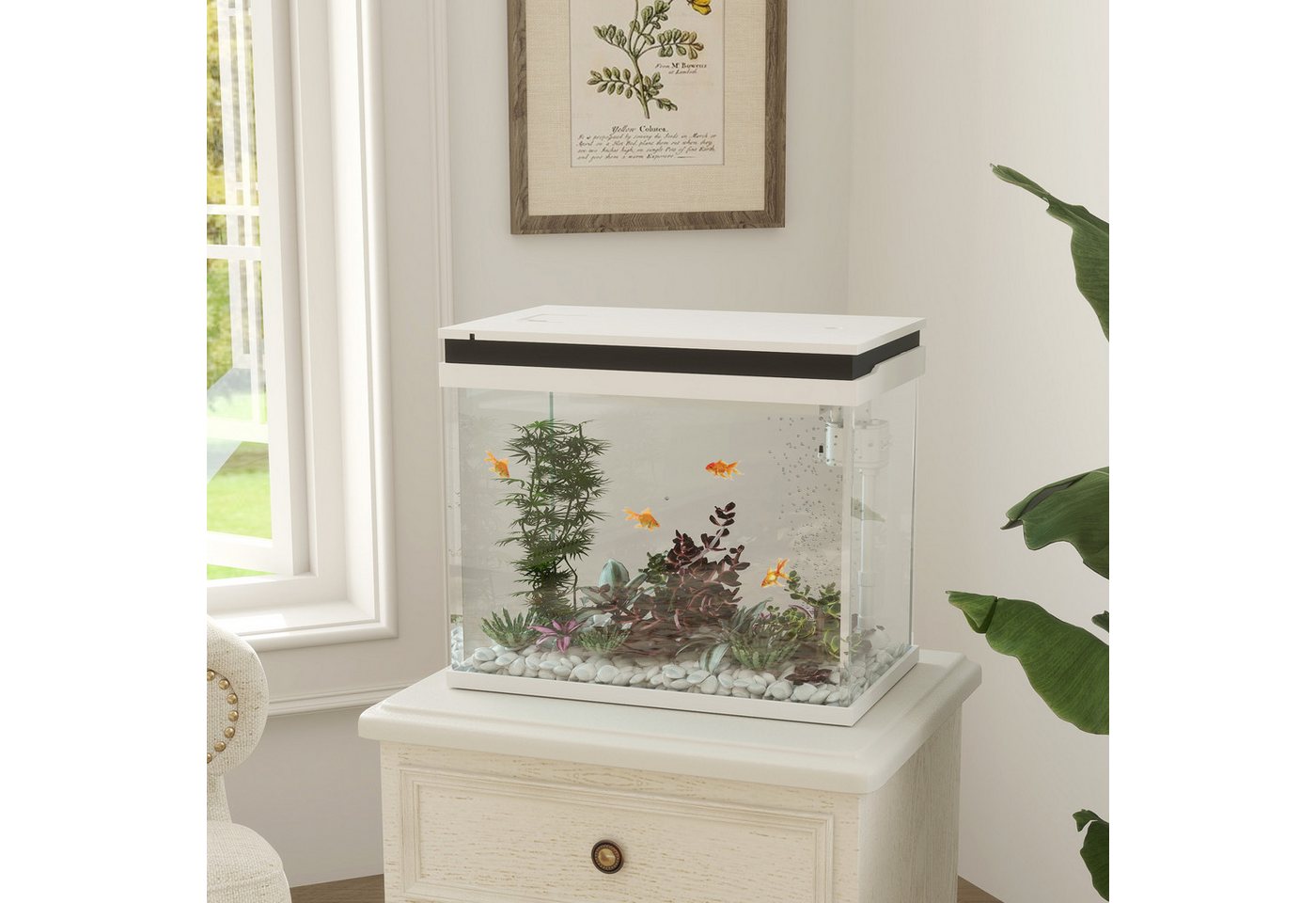 Thumbnail - PawHut Aquarium 41 Liter Glas-Aquarium mit Filtersystem, LED-Lichtern, für verschiedene Fischarten, 48 x 30 x 41 cm