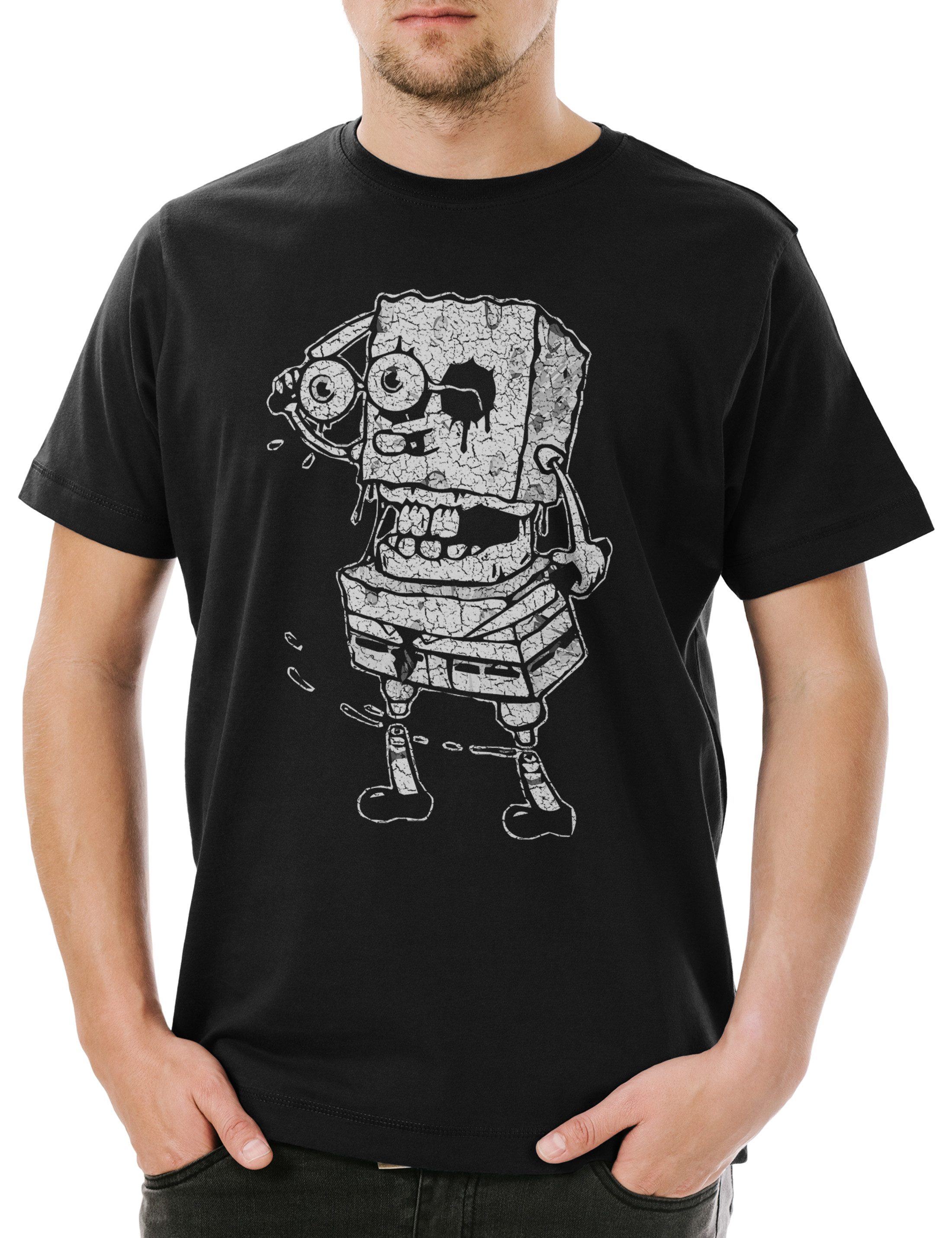 Urban Backwoods Print-Shirt Sponge Rob Herren T-Shirt Schwamm Horror Walking Bob Zombie Dead (1-tlg) Schwammkopf Gehirn The Gehirne