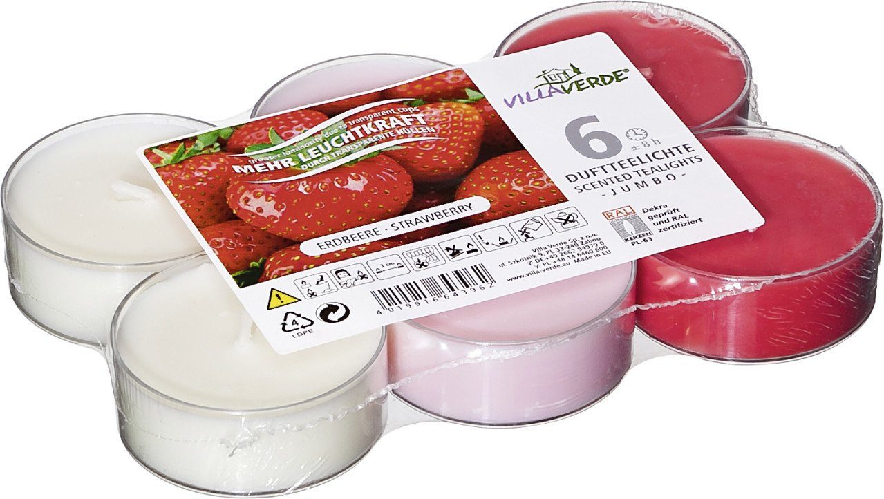 Villa Verde Duftkerze Villa Verde Duftteelichter Jumbo Erdbeere, H: 2 günstig online kaufen