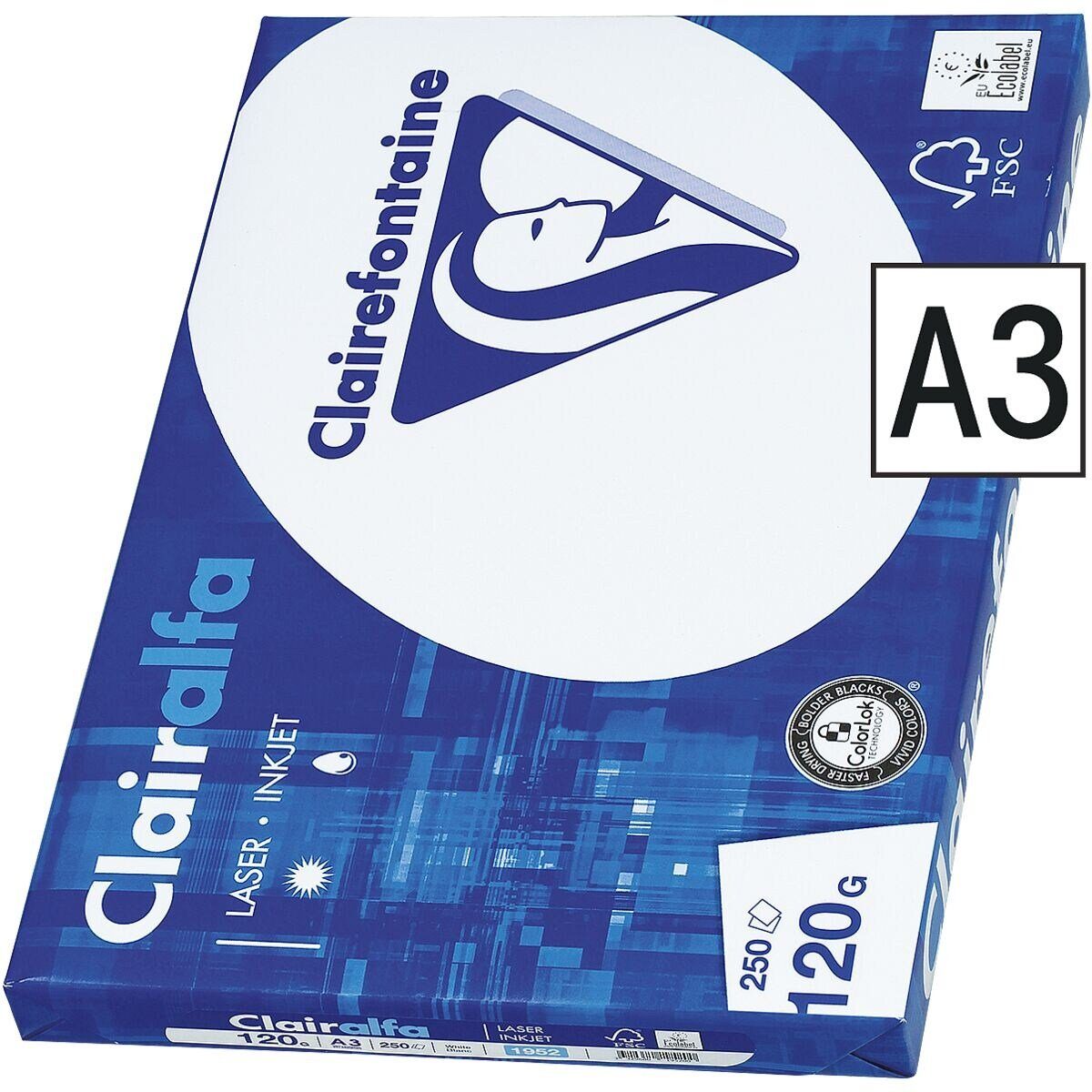 CLAIREFONTAINE Druckerpapier 2800, Format DIN A3, 120 g/m², 250 Blatt