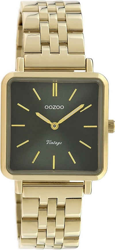 OOZOO Quarzuhr Oozoo Damen Armbanduhr Timepieces Analog, Damenuhr quadrat, extra groß (ca 29x30mm) Metallarmband, Fashion-Style