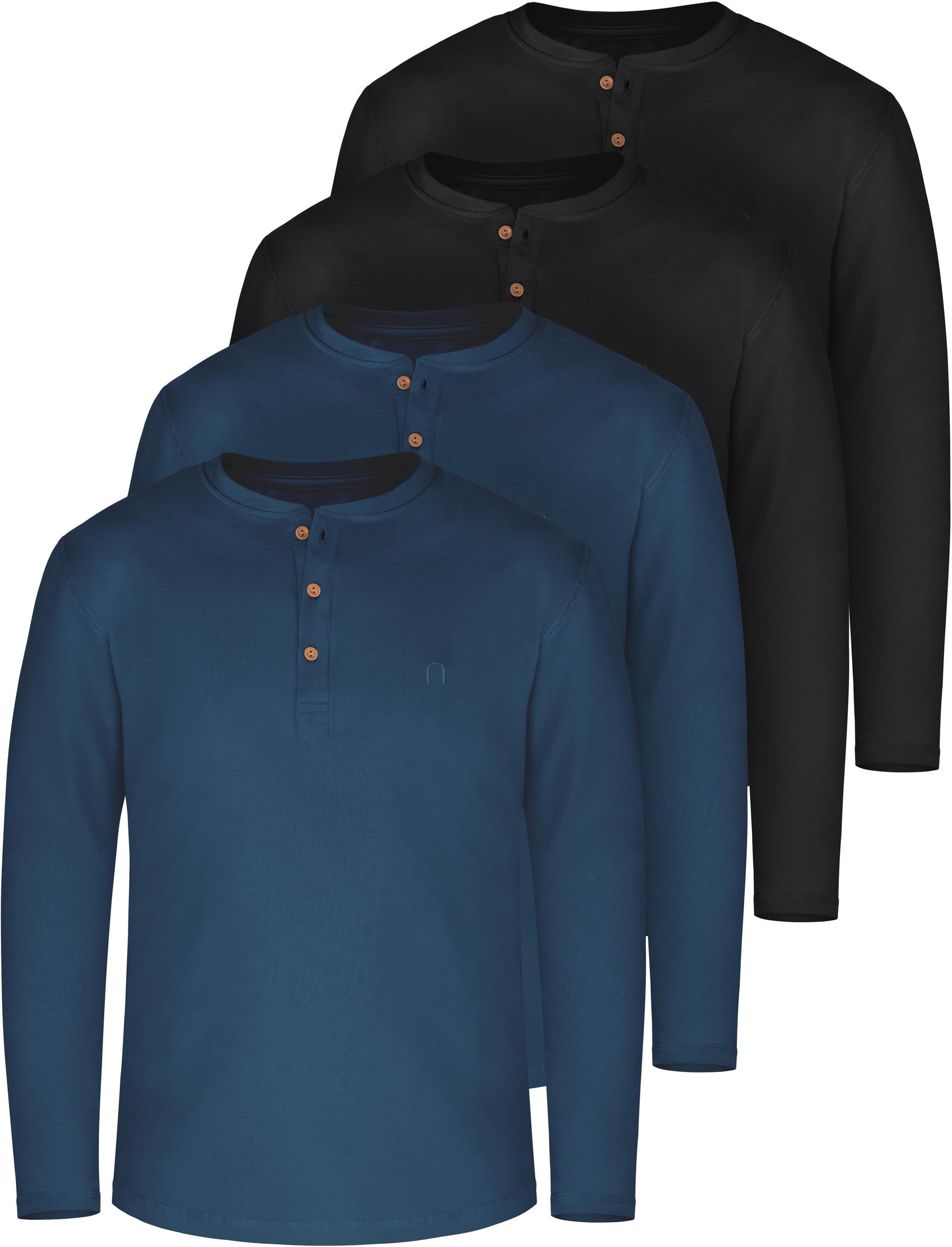 normani Langarmshirt 4er Set Herren Langarm Shirts aus Bio-Baumwolle Basic günstig online kaufen