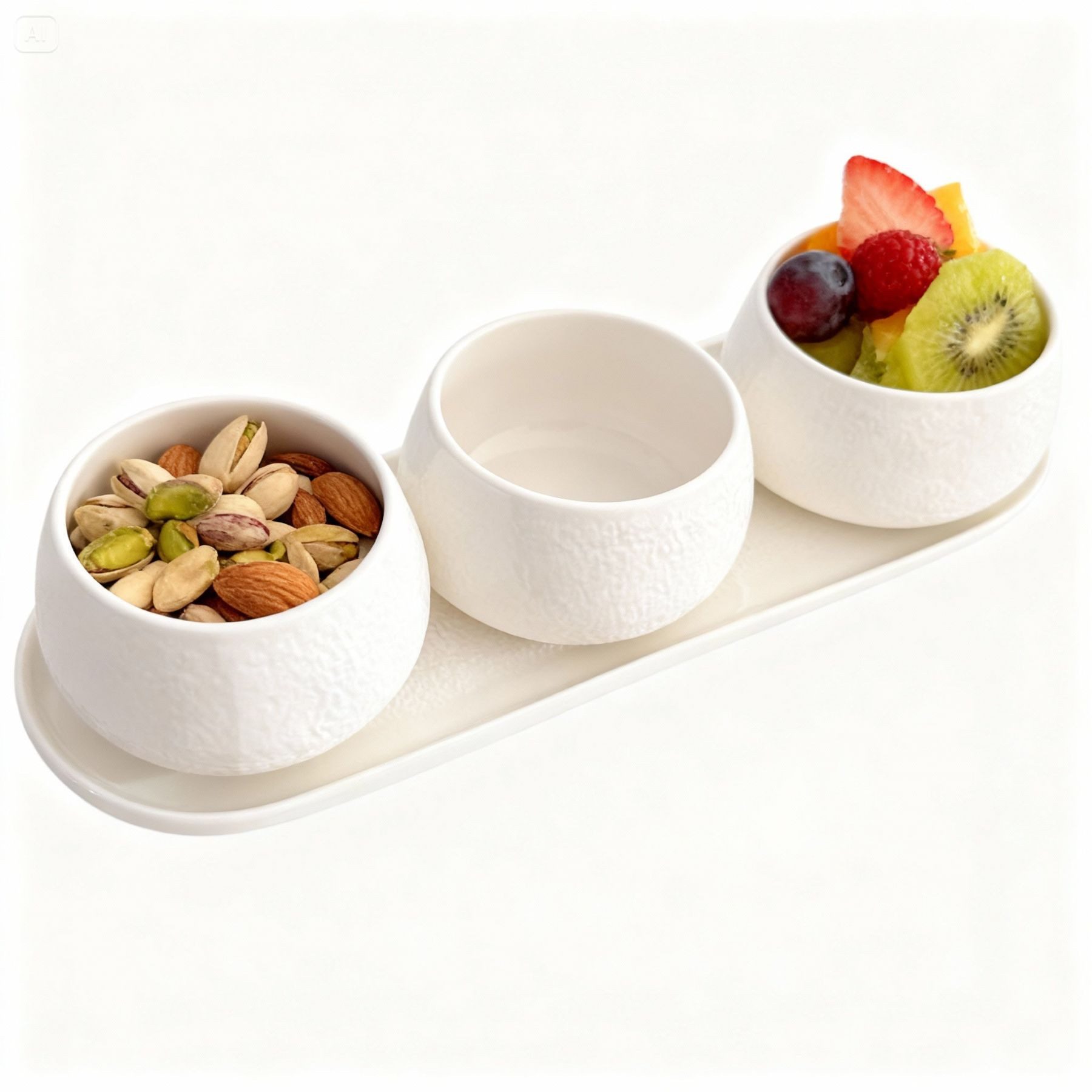 Mulex Dipschale Dip- und Snackschalen Set NEW MOON in Schieferoptik, Porzellan, (formschön und schlicht in Schieferoptik, 4-tlg), spülmaschinengeeignet