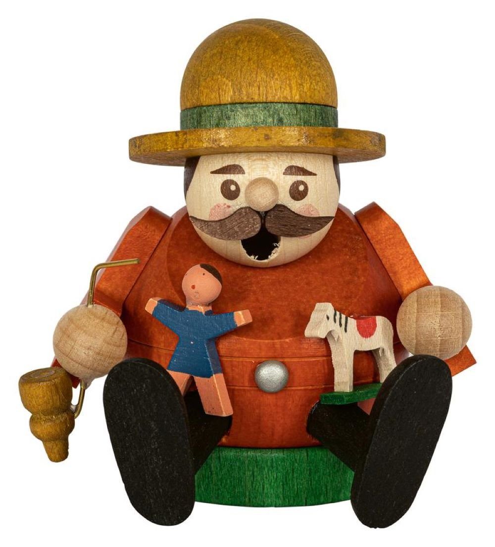Richard Glaesser Räuchermännchen Spielzeugverkäufer, Höhe 8cm, Handwerkskunst original Erzgebirge