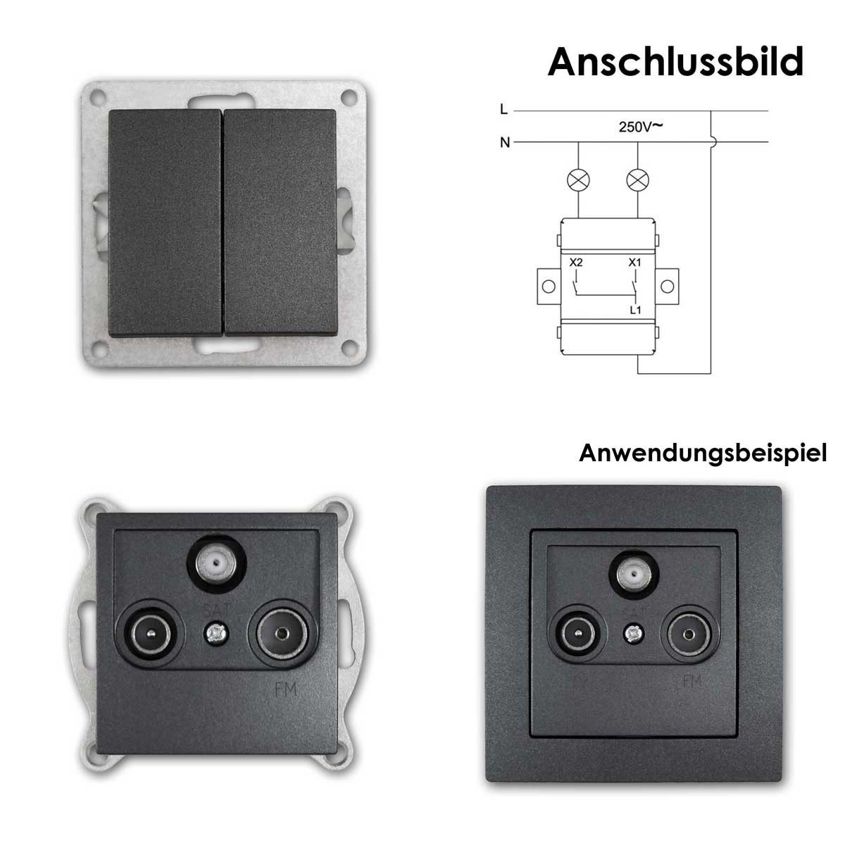McPower FLAIR Set "Einfamilienhaus" 95-teilig anth Schraub Unterputzschalter