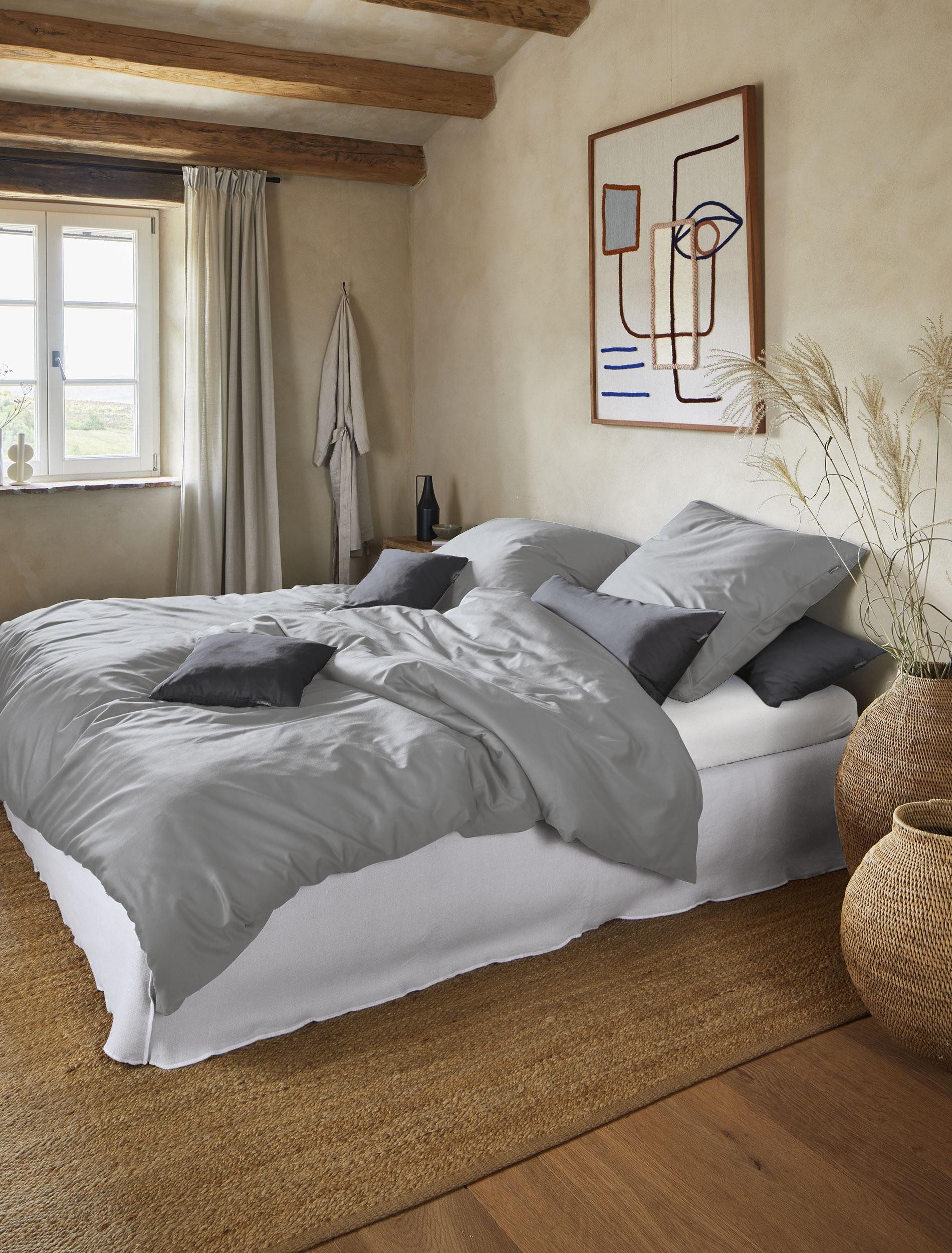Irisette Bettwäsche Premium Satin Bettwäsche Paris, Mako-Satin, 2 teilig, hochwertige Uni Premium Bettwäsche mit Reißverschluss, 100% Baumwolle