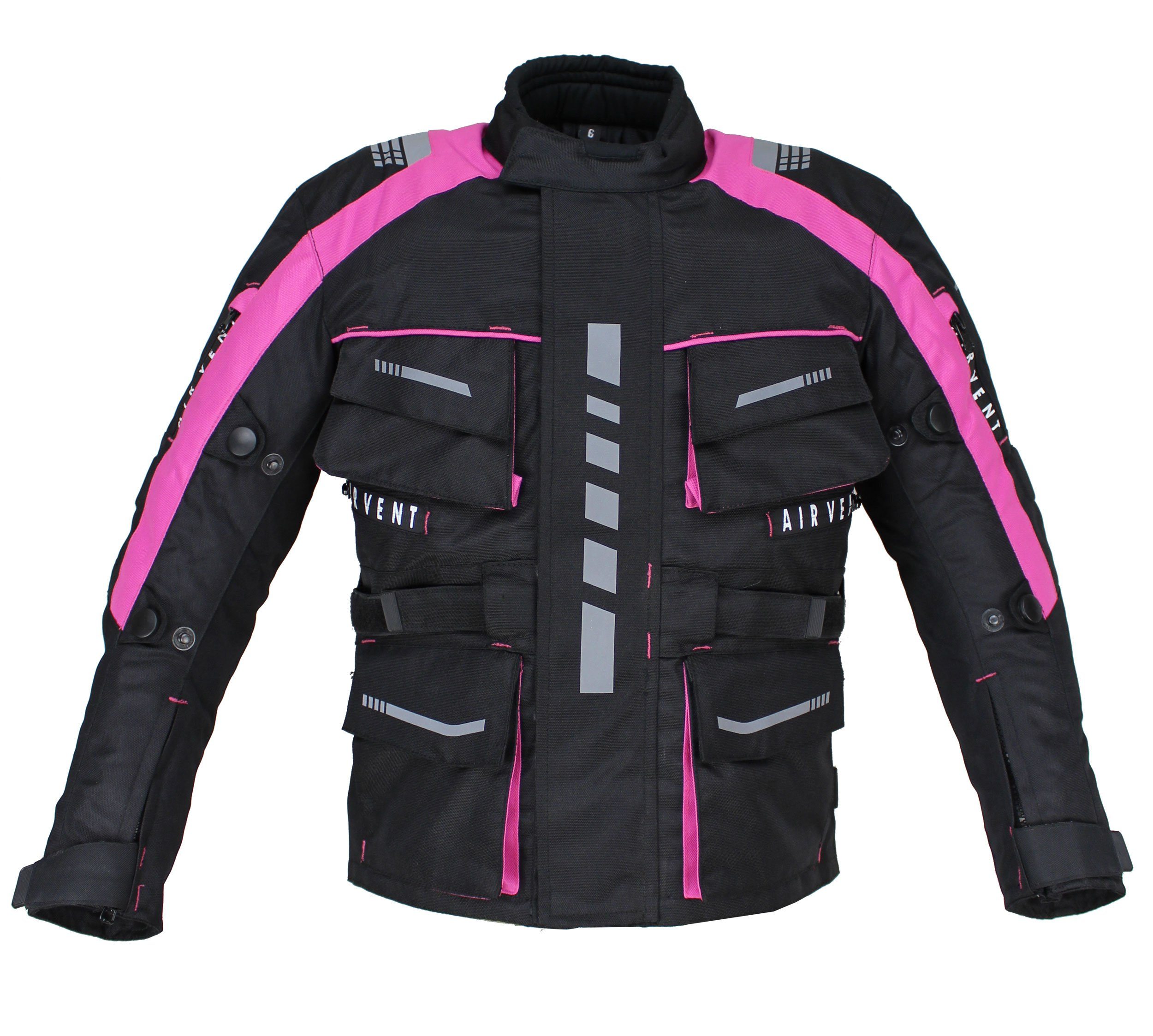 Alpha Speeds Motorradjacke Kinder Motorrad Textil Jacke Biker wasserdicht Jacke mit Protektoren Sport, Innenjacke ist trennbar: All Season, Pink