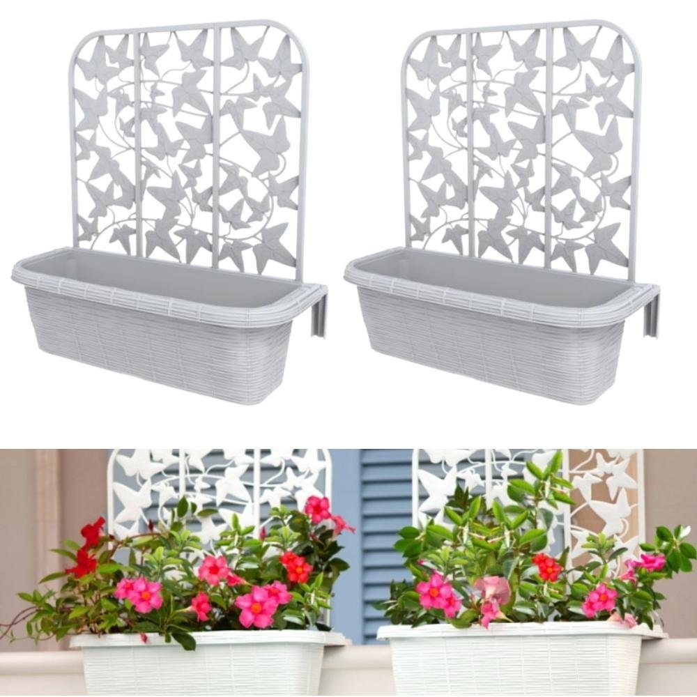 GarPet Blumenkasten 2x Balkonkasten mit Spalier Blumen Kasten 60 Rattan Gel günstig online kaufen