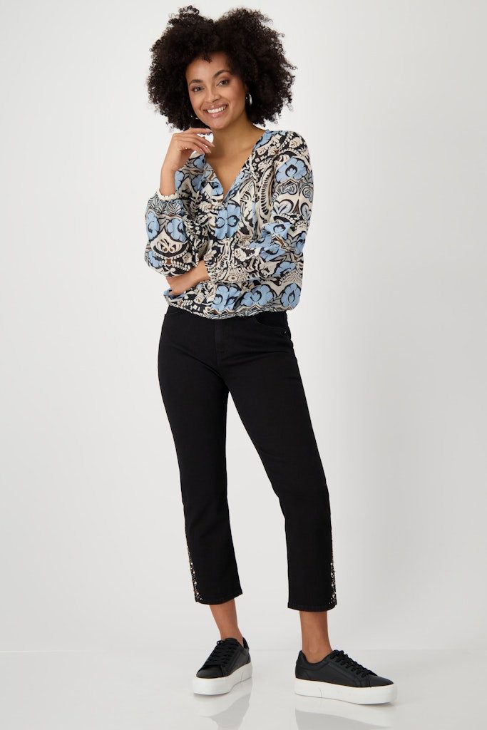 Monari Blusenshirt Bluse mit Ornamentmuster schwarz günstig online kaufen