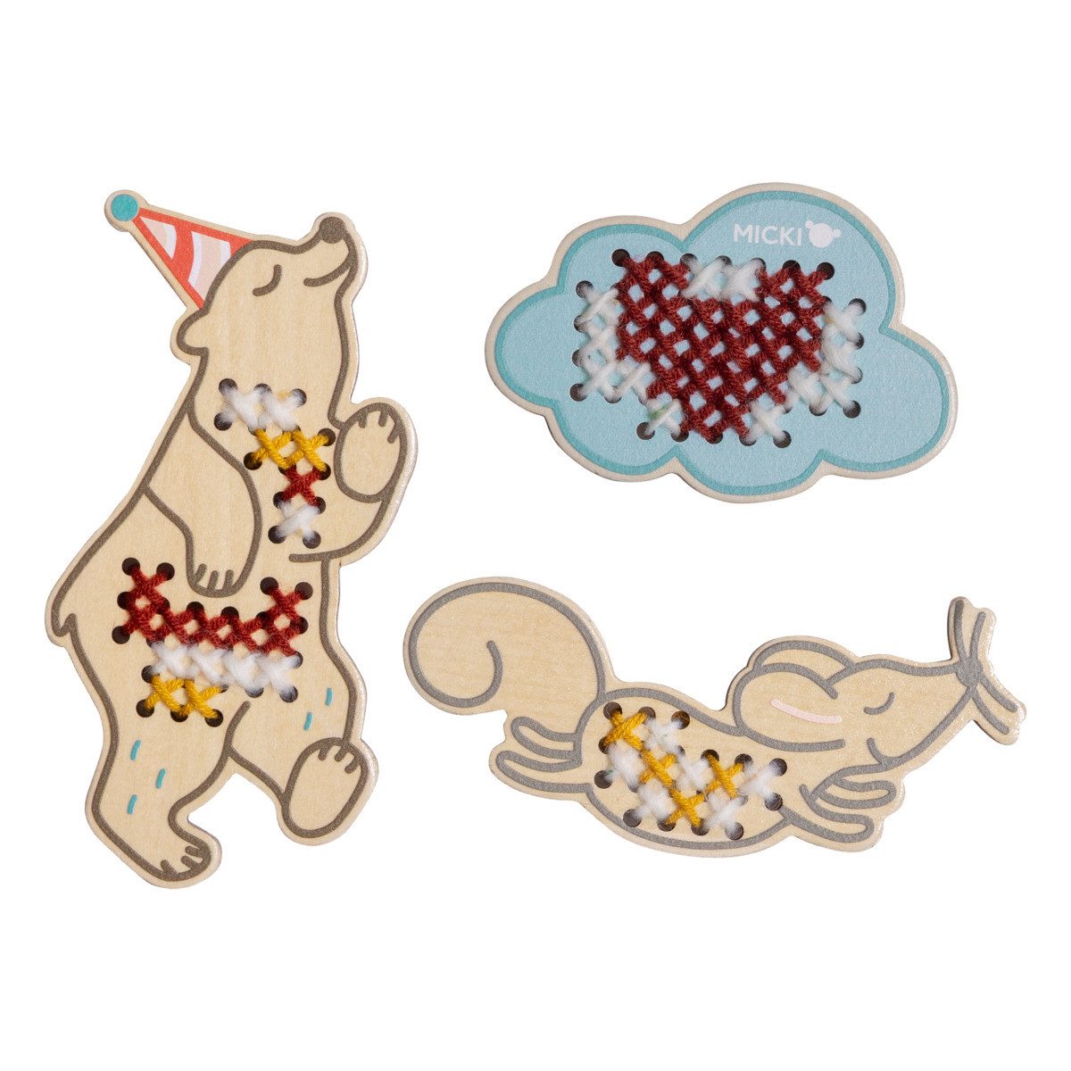 Micki Lernspielzeug 10225 Unisex Kinder, Webstuhl, Handwebrahmen, Mini-Webstuhl, Webset, Webrahmen-Set