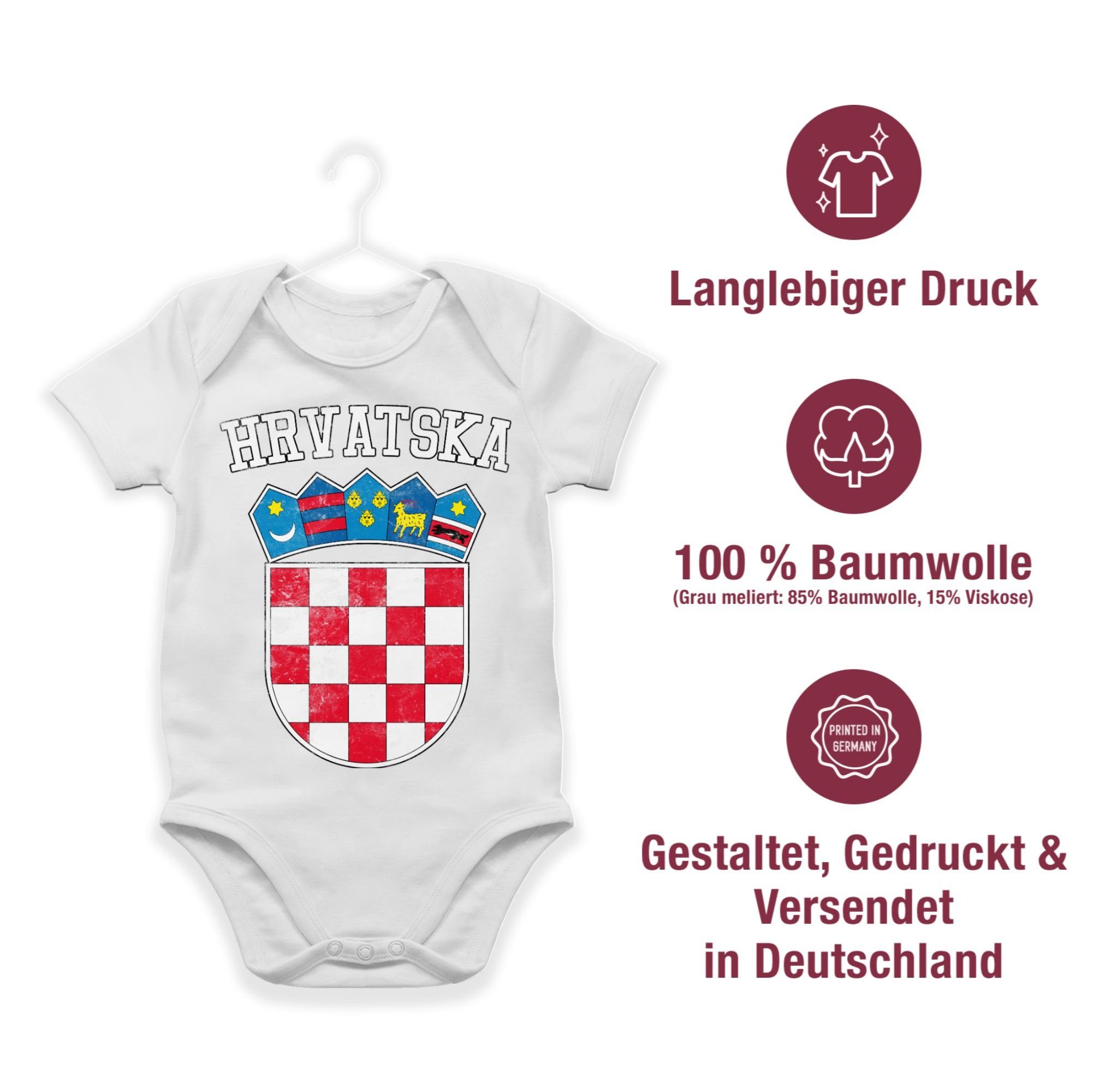 Fussball WM Weiß Shirtbody 1 EM Wappen Shirtracer 2024 Baby Kroatien