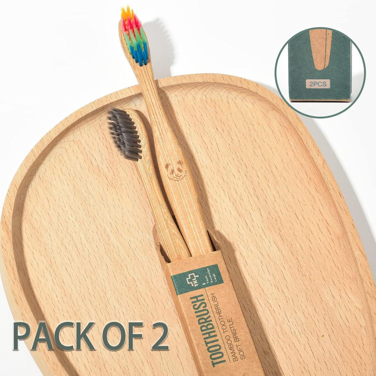 LuxusKollektion Zahnbürste 12er Pack Bambus Zahnbürsten mit weichen Borsten, natürliche Eco