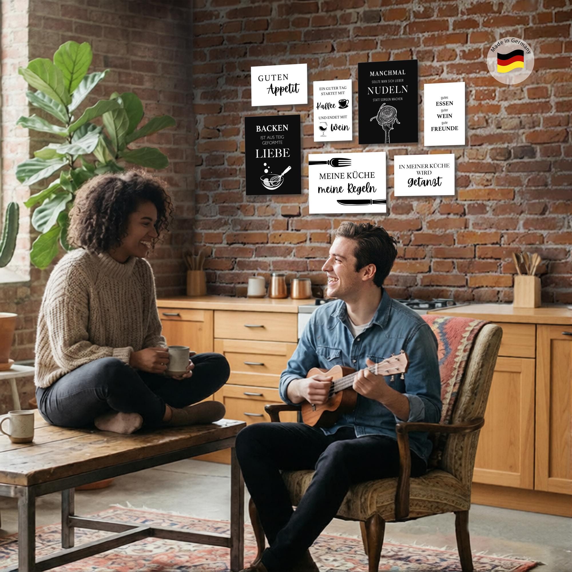 Novart Wandbild Küche Schwarz Weiss Esszimmer Küchenbilder Set, (7 St) – Bild 4 von 5