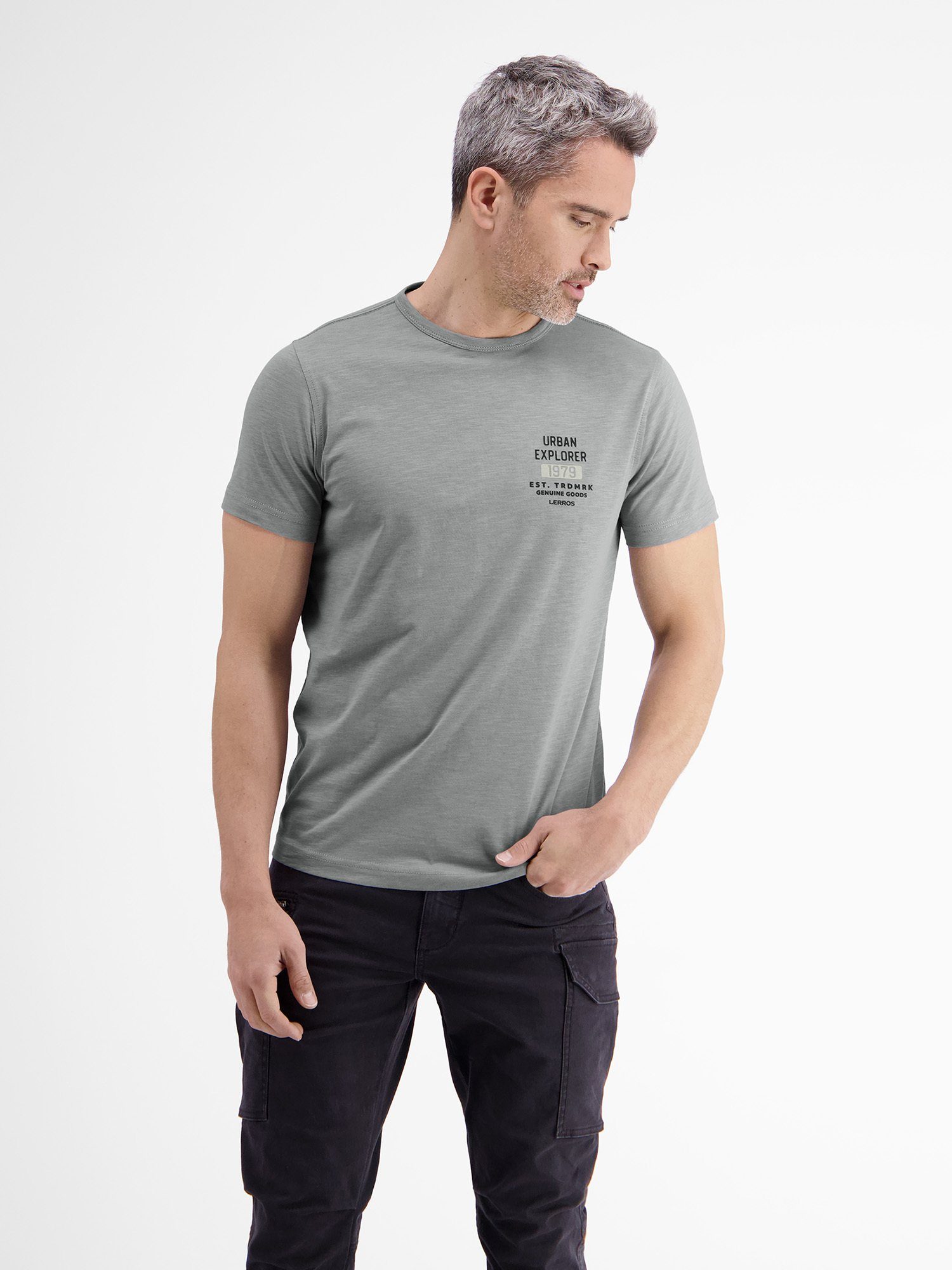 O-Neck T-Shirt LERROS PLATINUM T-Shirt, GREY LERROS